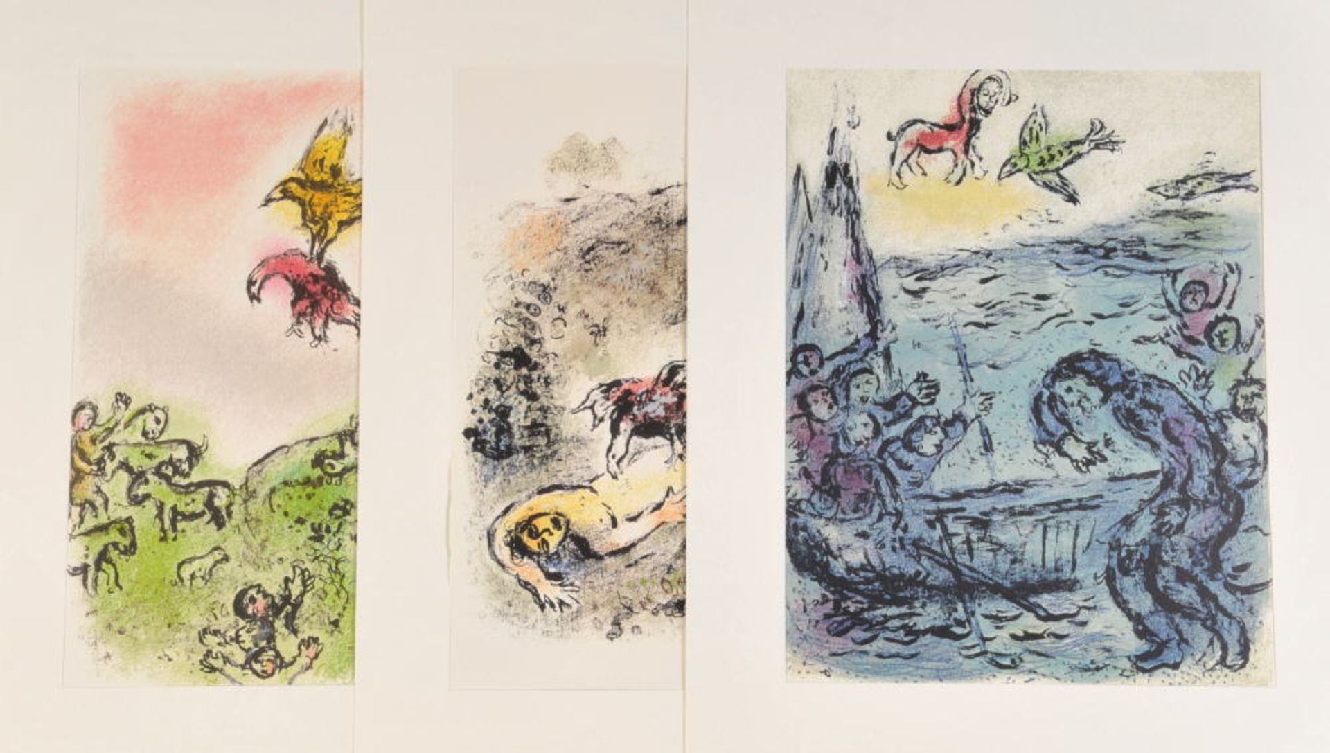 Chagall, Marc, 1887 Vitebsk - 1985 Saint-Paul-de-Vence3 Grano-Farblithographien, je ca. 35 x 28