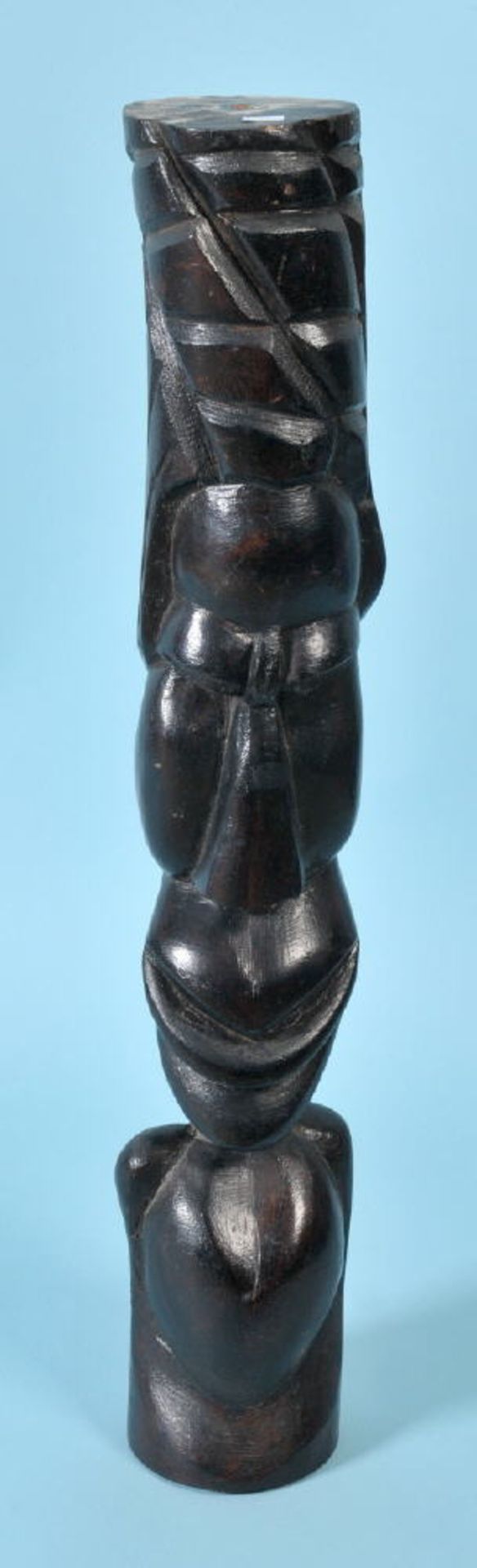 Afrikanische Kultifigur - MännerbüsteHolz, braun gebeizt u. lackiert, H= 66 cm, Südost-Afrika,