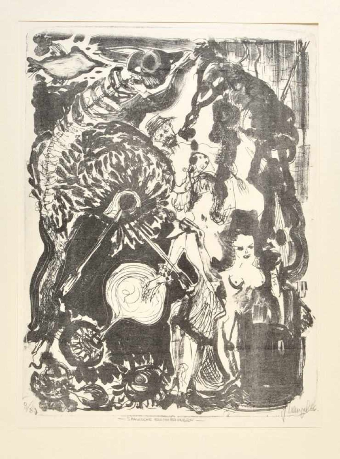 Hempel, Frank, 1940Lithographie, 49 x 37,5 cm, betit. "Spanische Erinnerungen ", handsign., dat. (