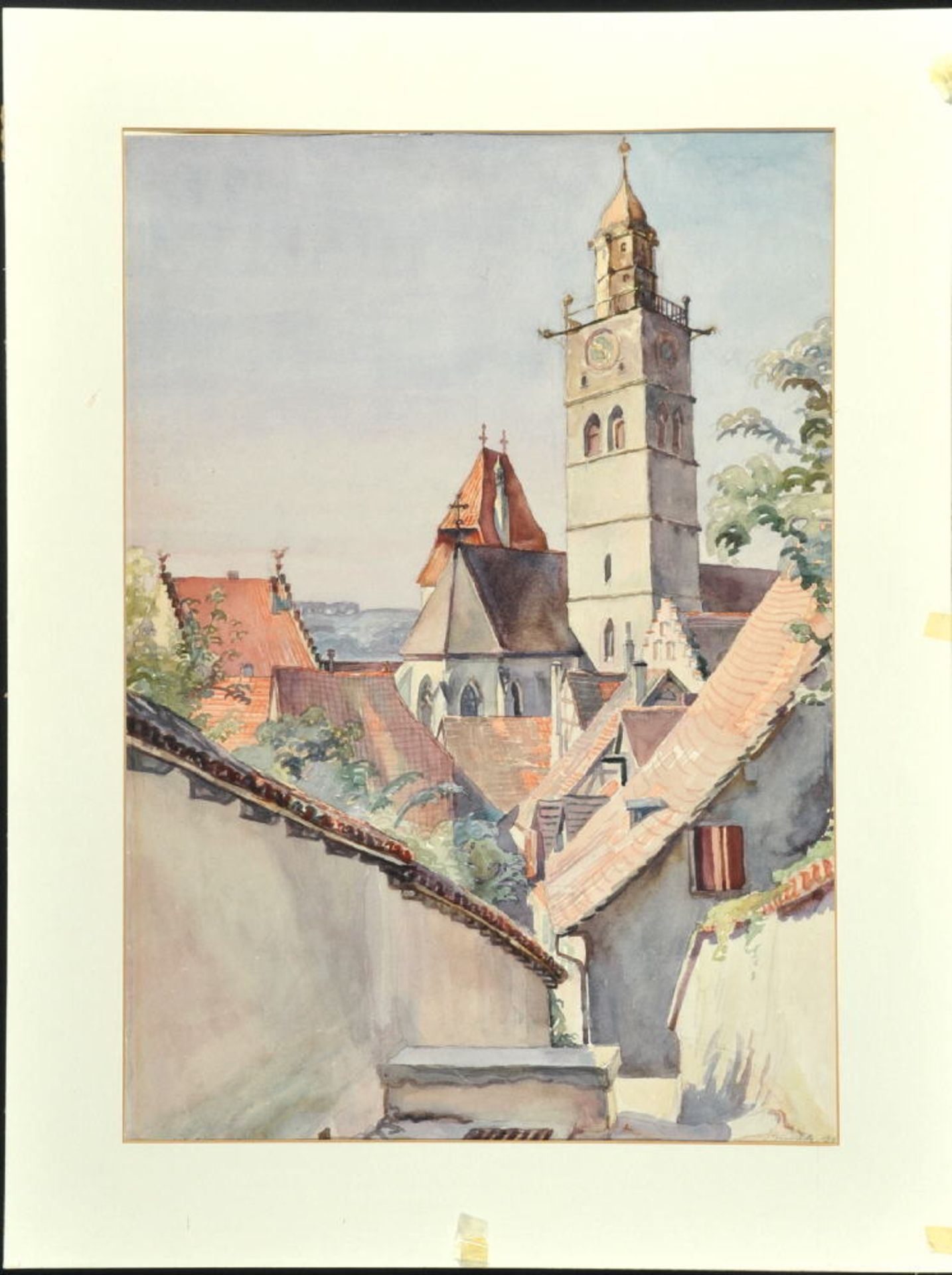Buchty, Josef, 1896 Aachen - 1966 Garmisch-PartenkirchenAquarell, 56 x 39,5 cm, " Blick auf St.