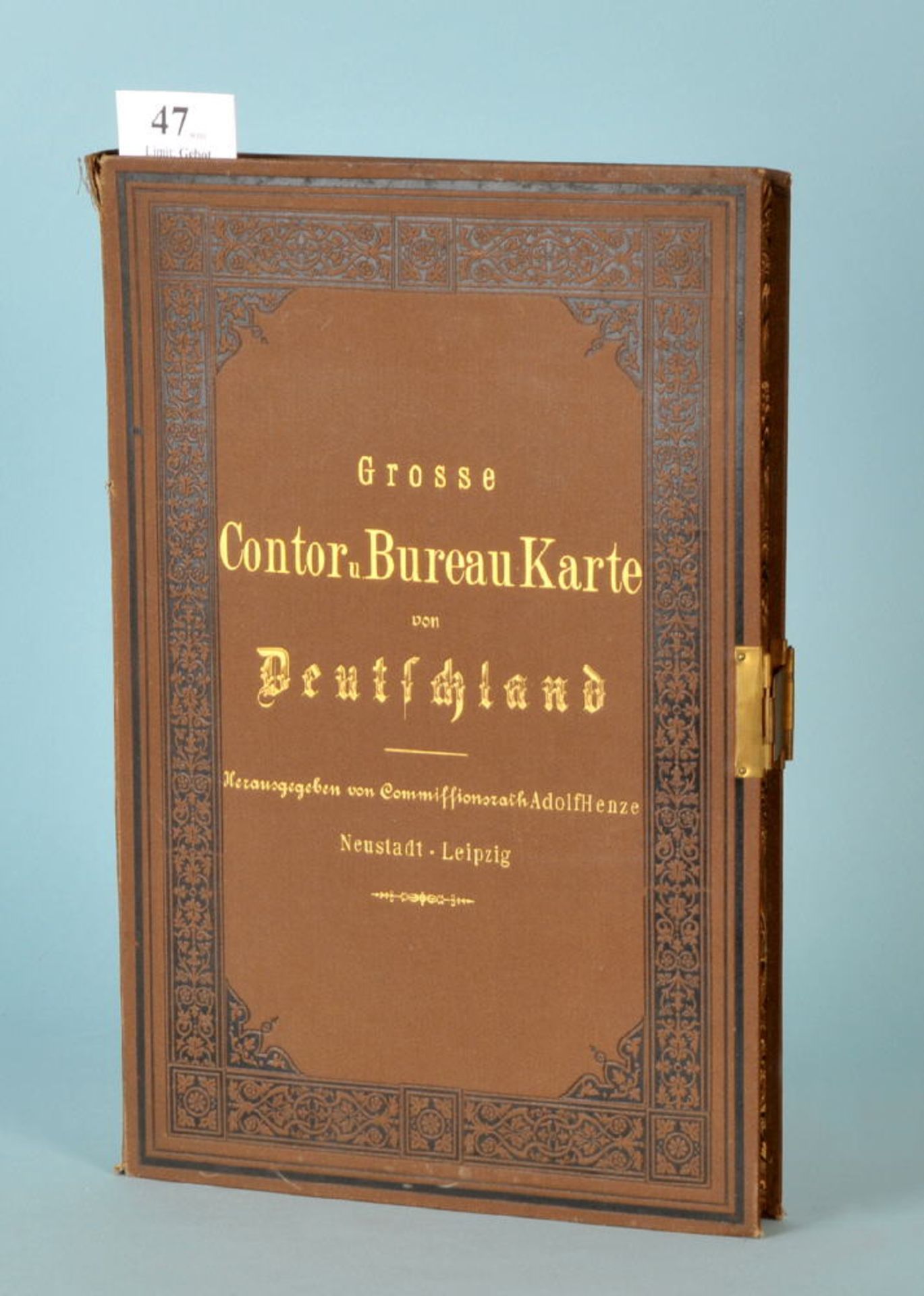 Henze, Adolf "Grosse Contor- und Bureau-Karte von Deutschland"Kassette mit großer Faltkarte, auf