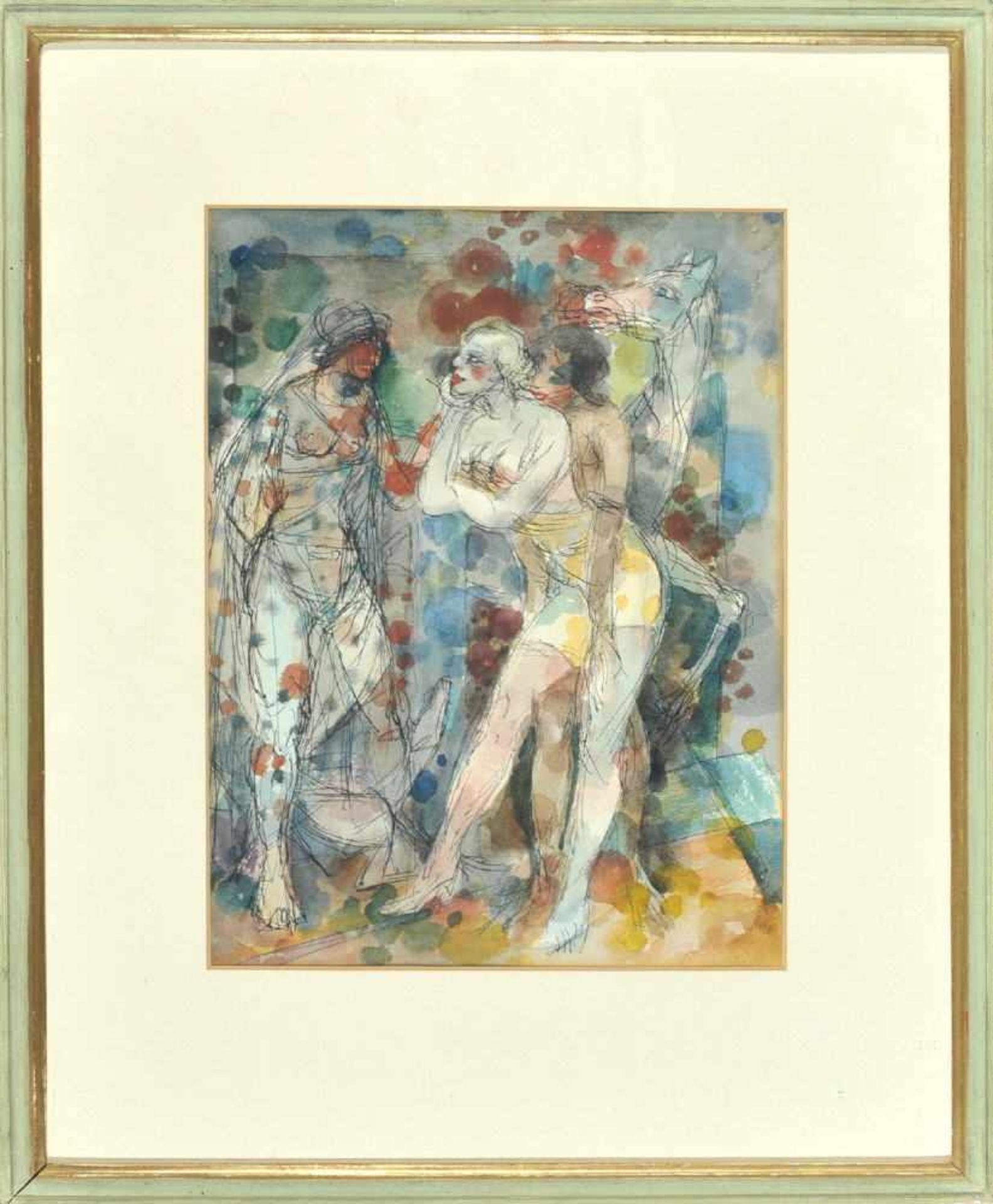 Buchty, Josef, 1896 Aachen - 1966 Garmisch-PartenkirchenAquarell, 28 x 21,5 cm, " Figuren ",
