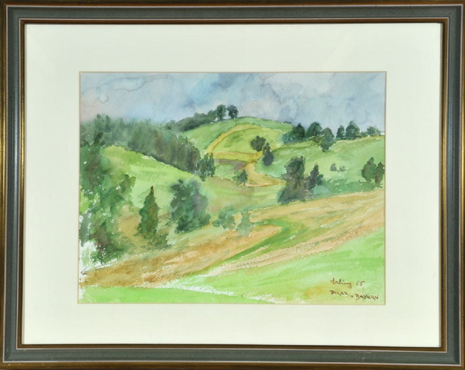 Bayern, Maria del Pilar Prinzessin von, 1891 - 1987 MünchenAquarell, 36 x 48 cm, " Hügelige