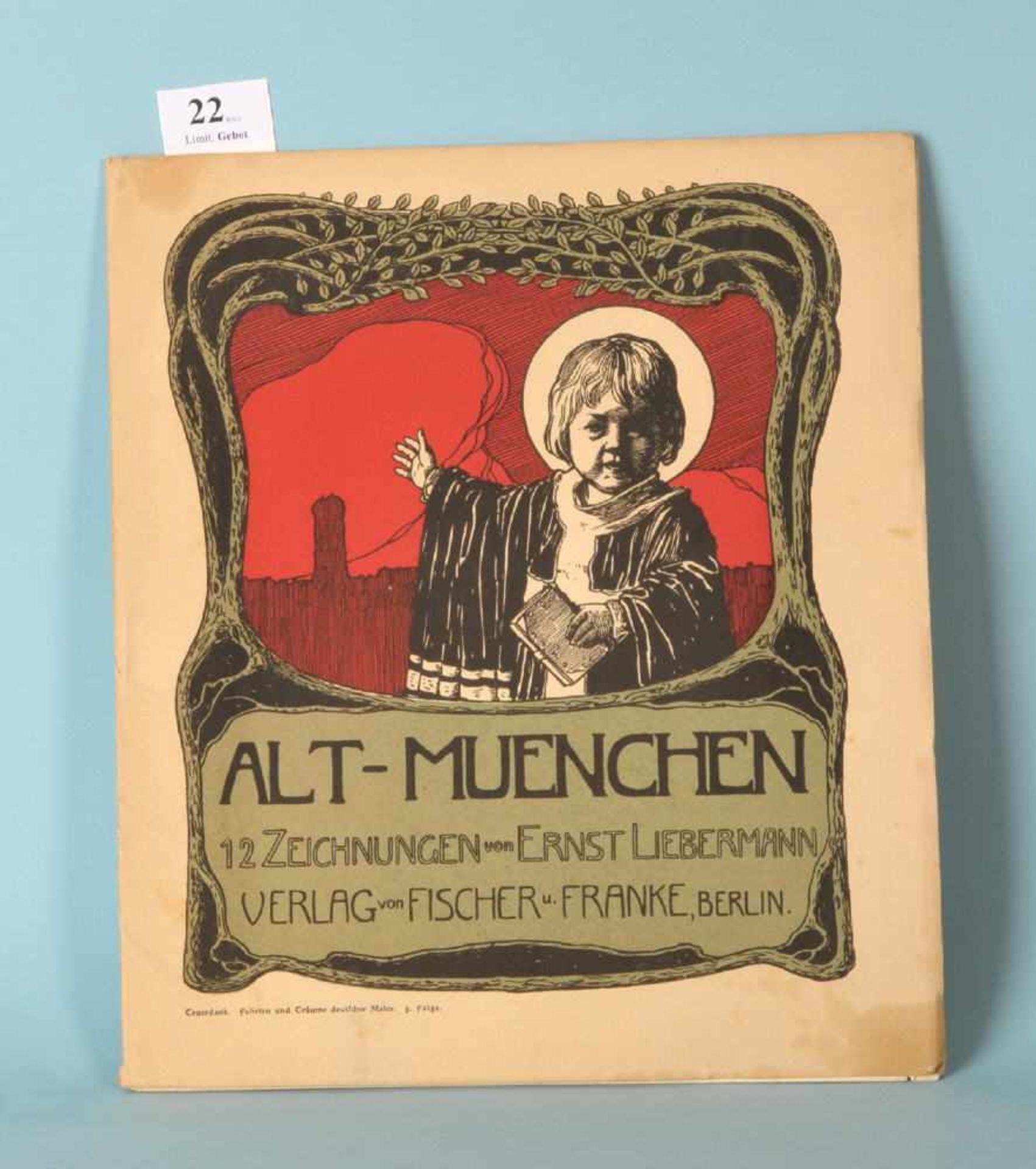 Liebermann, Ernst "Alt-Muenchen - 12 Zeichnungen"Mappe mit 12 Bildtafeln, Vlg. Fischer u. Franke,
