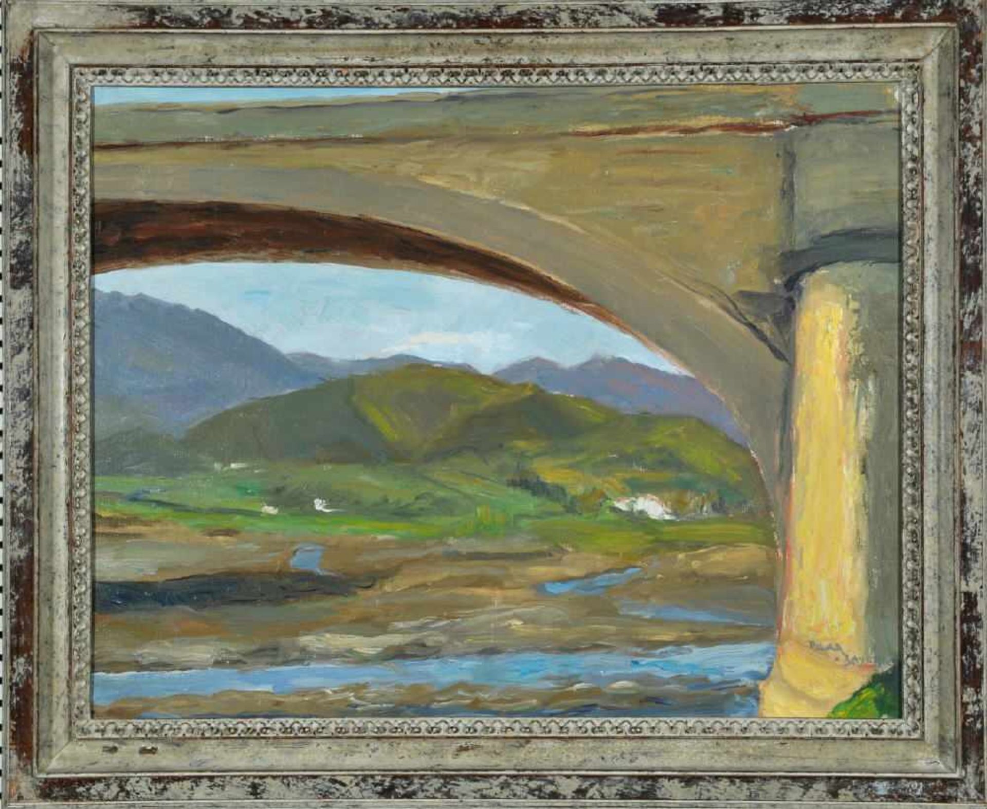 Bayern, Maria del Pilar Prinzessin von, 1891 - 1987 MünchenÖl/Lwd, 42 x 55 cm, " Brücke über den Rio