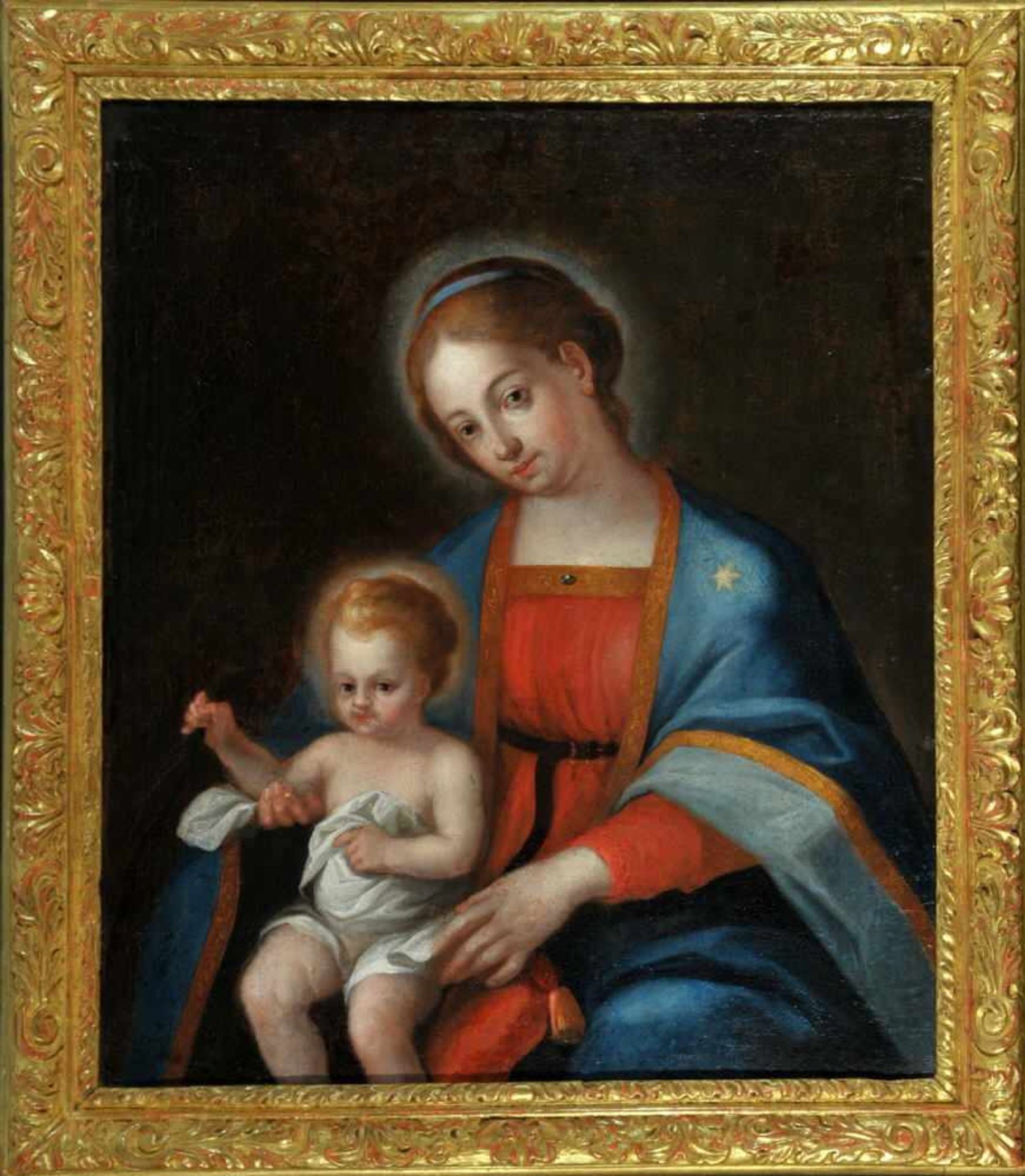 Bildnismaler des 18. Jh.Öl/Lwd auf Sperrholzplatte gez., 88 x 74 cm, " Maria vom Trost ",
