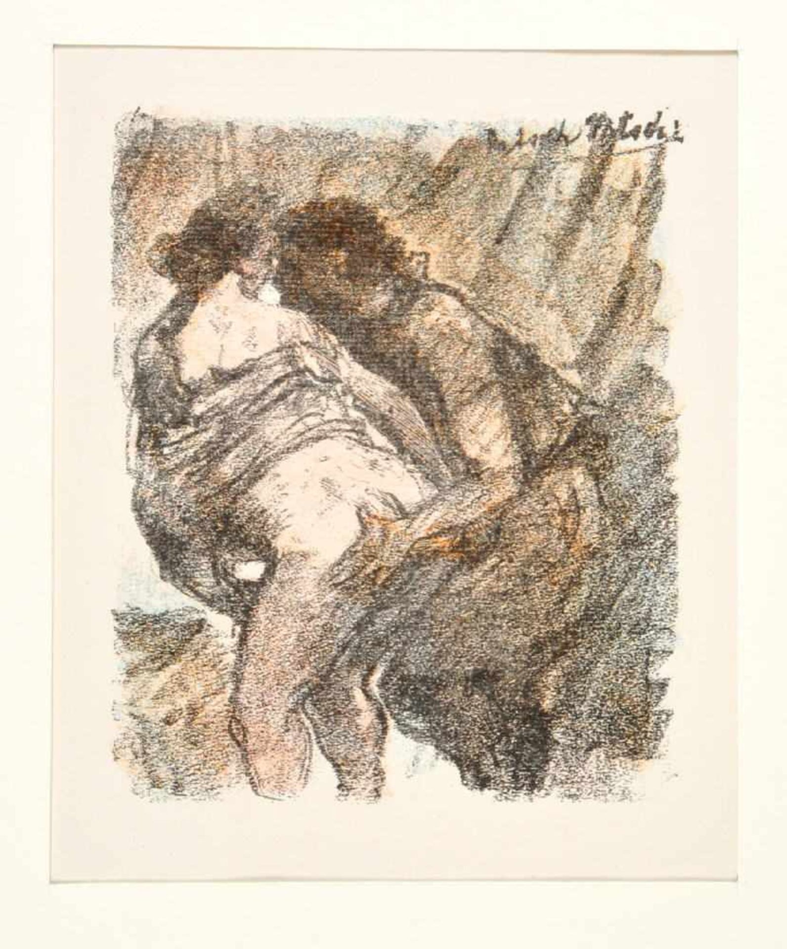 Corinth, Lovis (Louis), 1858 Tapiau - 1925 ZandvoortFarblithographie, 18 x 15 cm, " Nackte Frau