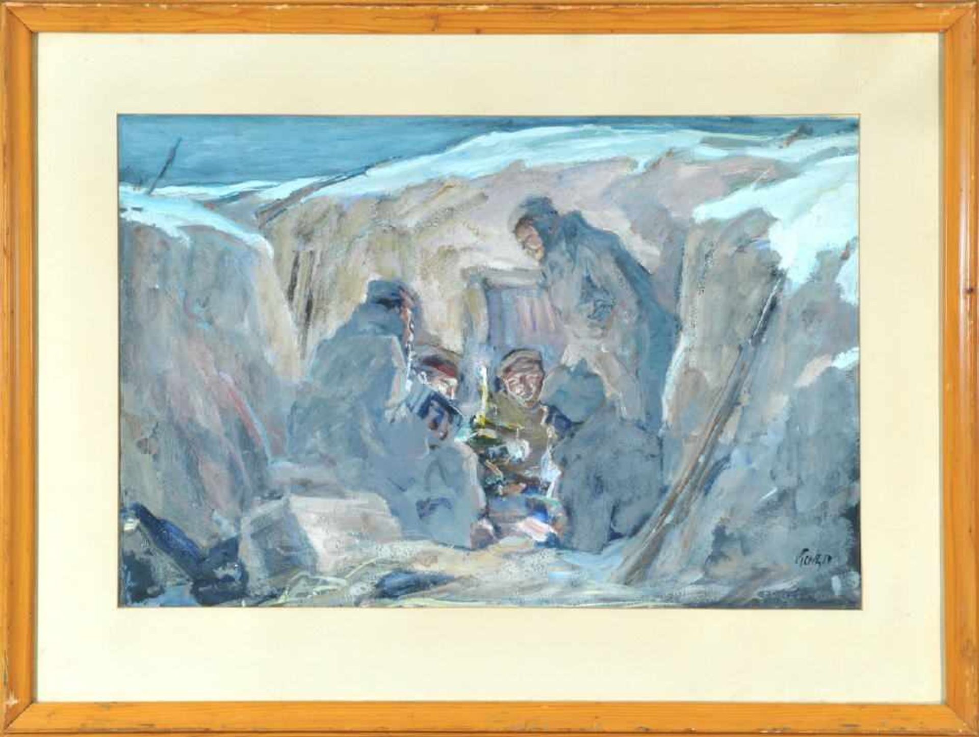Buchty, Josef, 1896 Aachen - 1966 Garmisch-PartenkirchenGouache, 42 x 62 cm, " Soldaten im