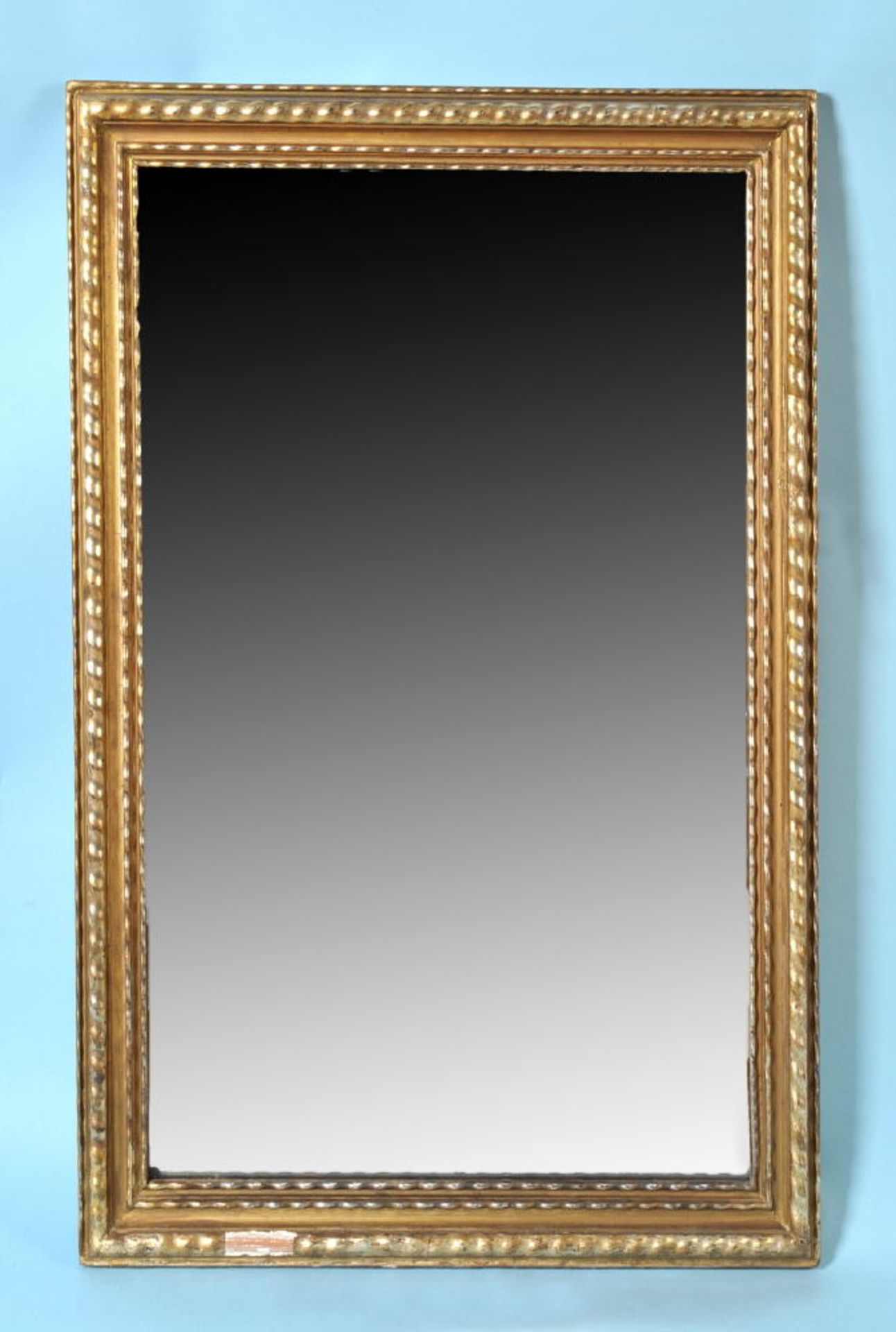 SpiegelHolz/Gips, vergoldet, gewelltes, profil. Dekor, 97 x 73 cm