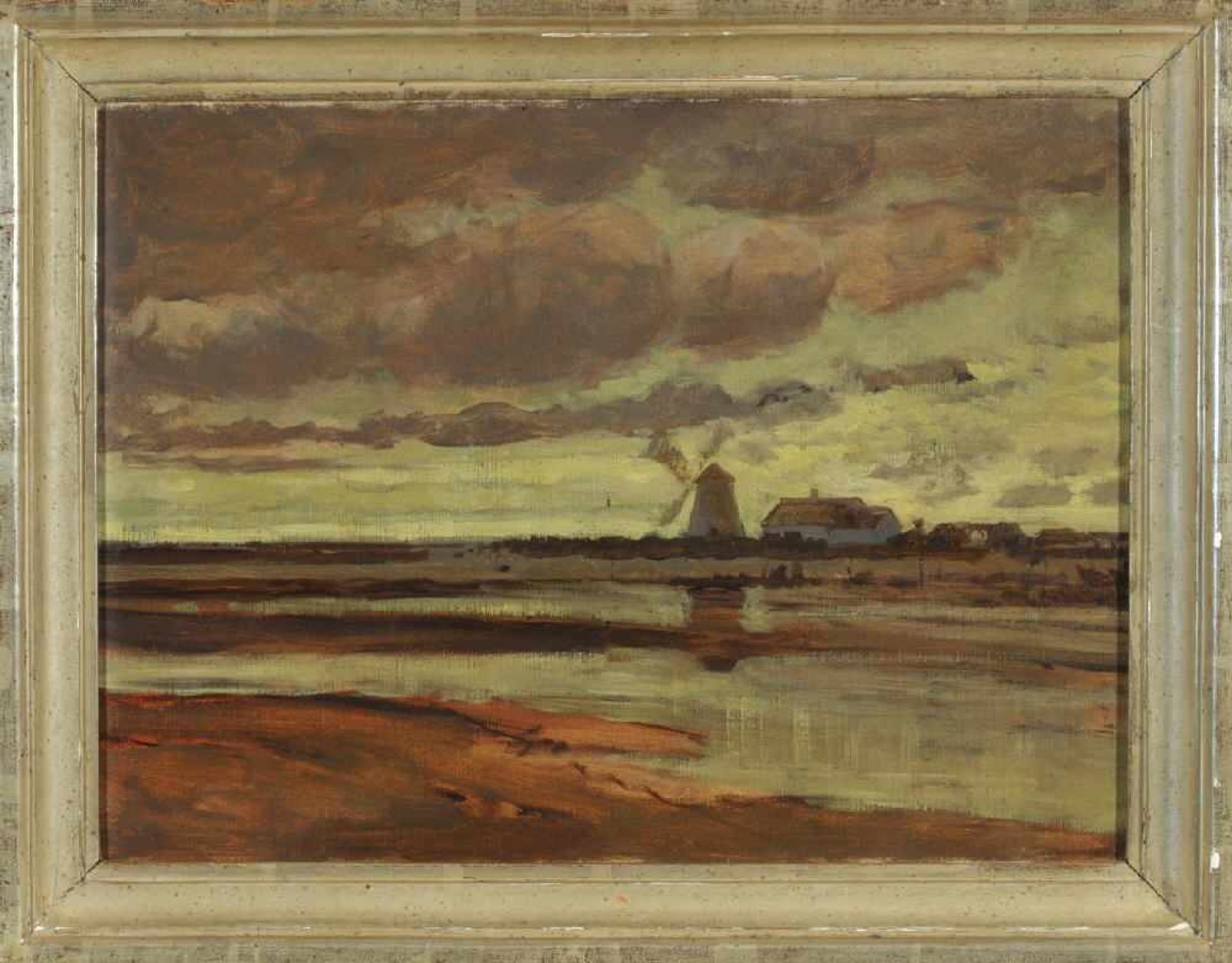 Adam, Richard Benno, 1873 - 1937 MünchenÖl/Lwd, 37,5 x 50 cm, " Gewitterlandschaft mit