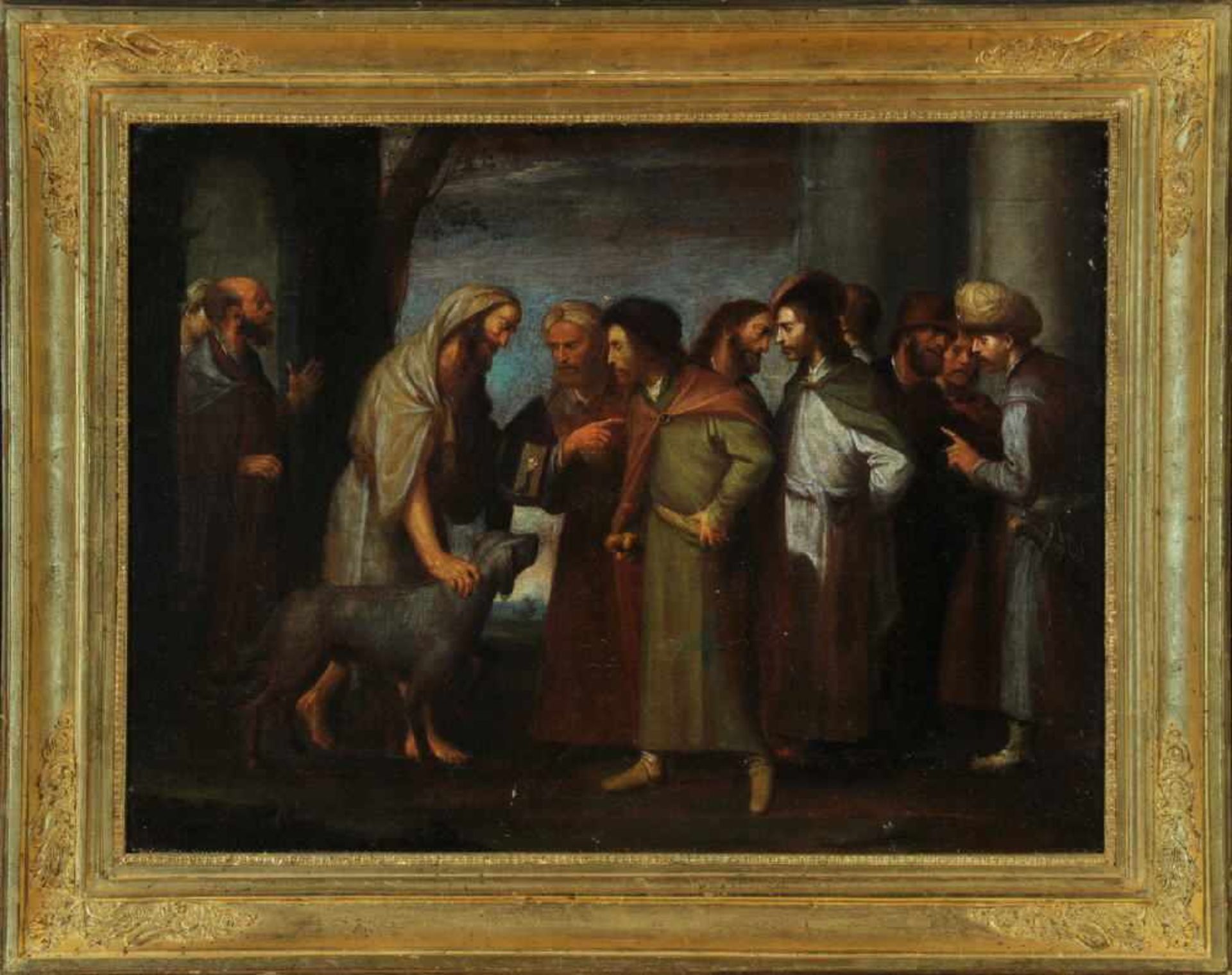 Bildnismaler des 18. Jh.Öl/Lwd, doubl., 48 x 64 cm, " Diogenes mit der Laterne auf dem Markte