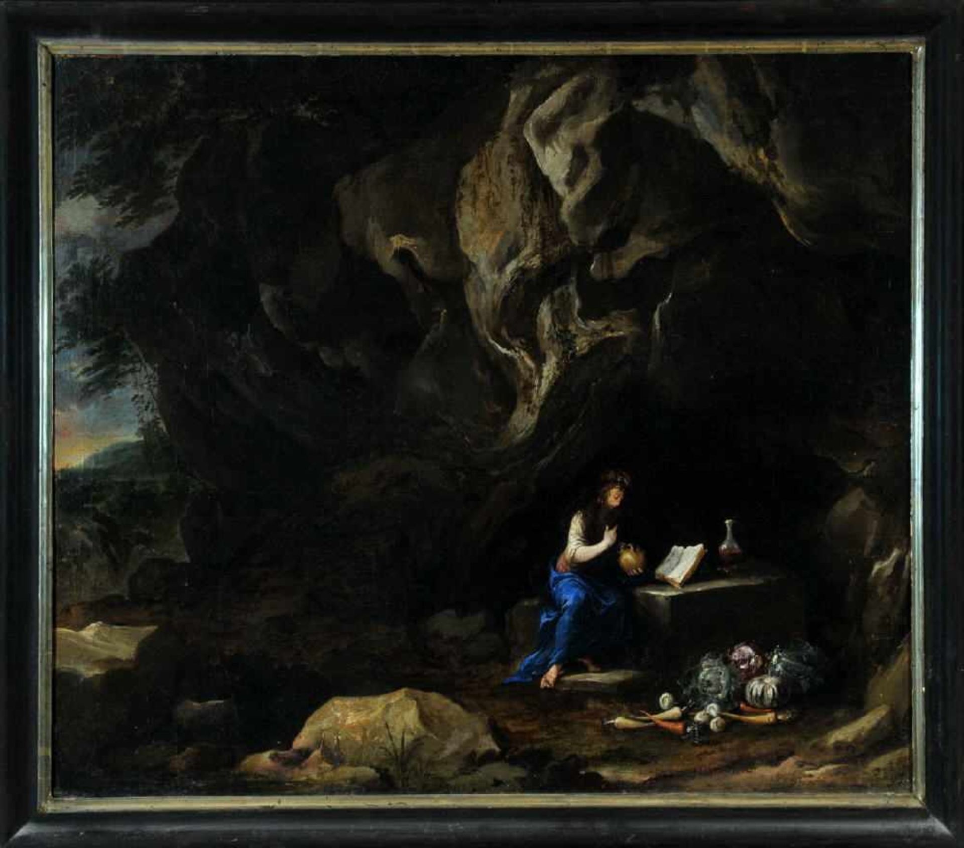 Bildnismaler des 18. Jh.Öl/Lwd, doubl., 68 x 81 cm, " Hl. Hieronymus als Eremit "