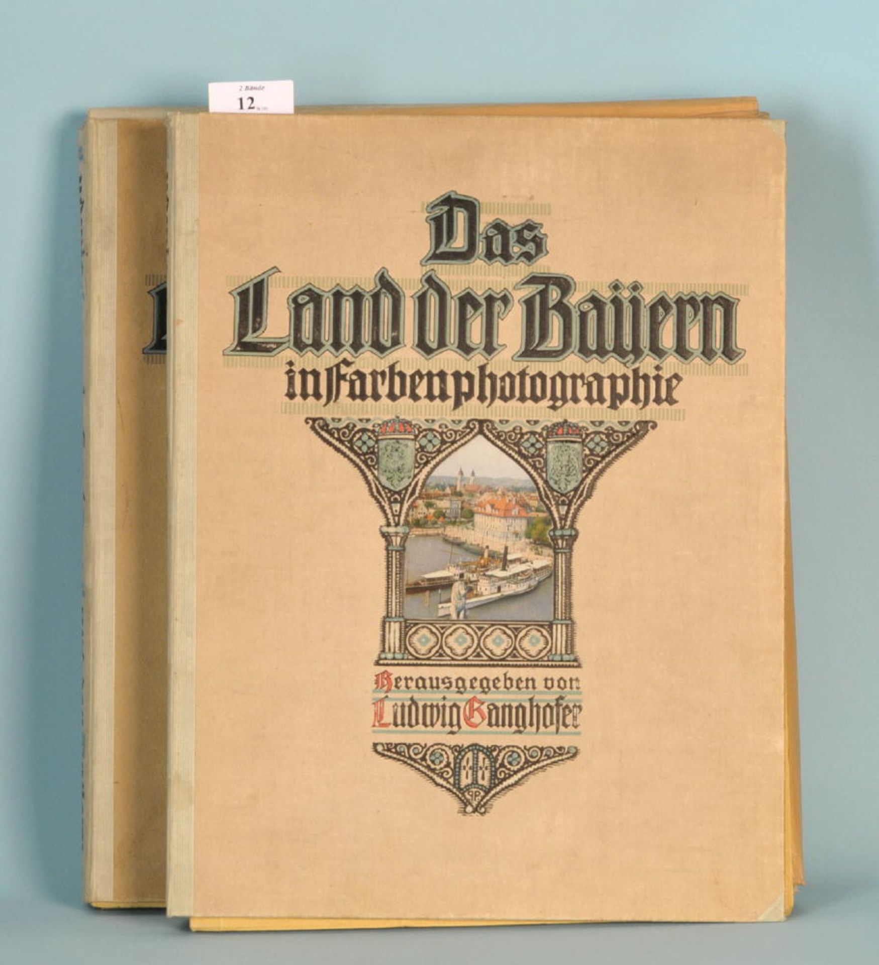 Ganghofer, Ludwig "Das Land der Bayern in Farbenphotographie"2 Bildmappen mit je ca. 40