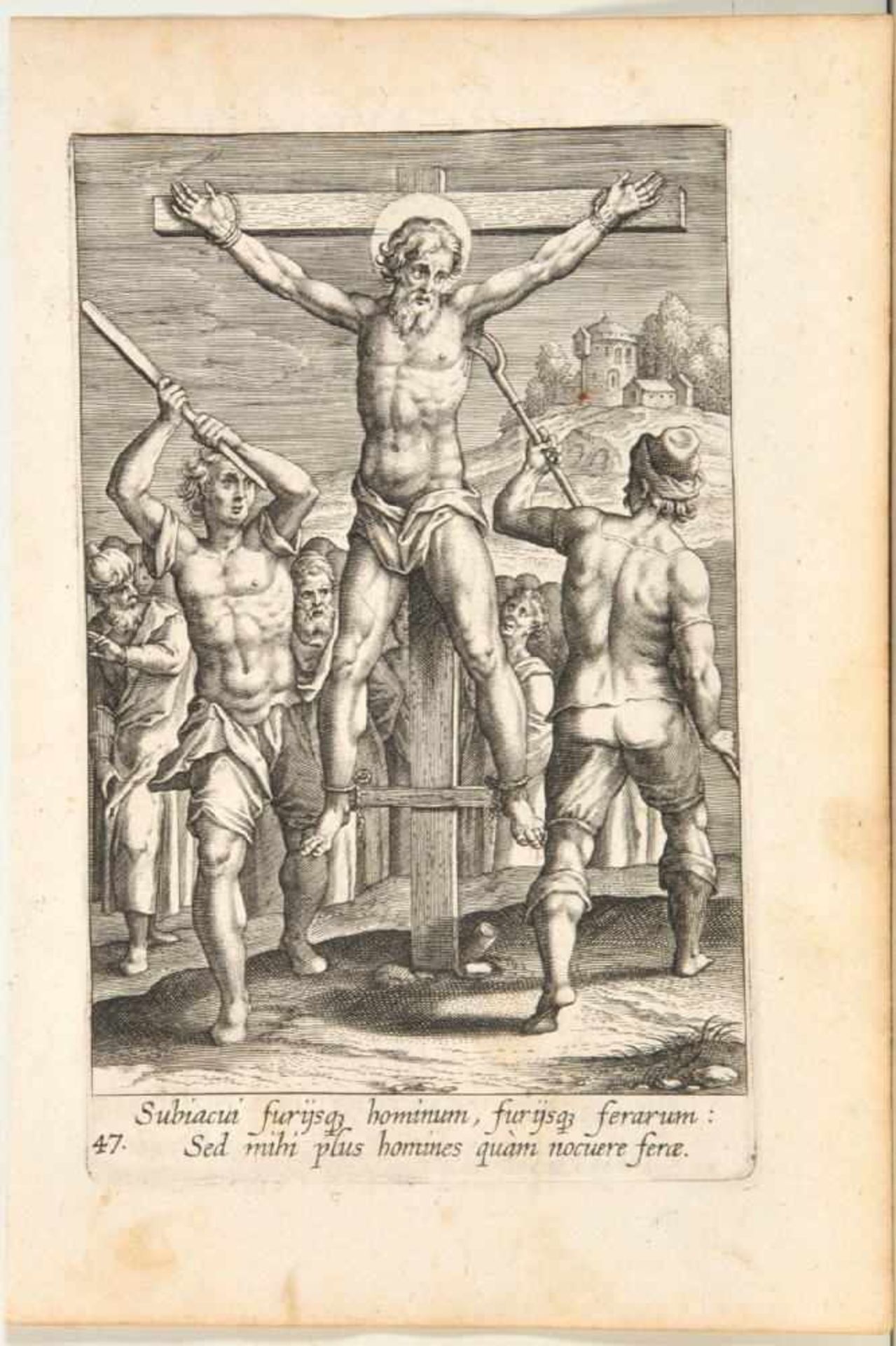 Collaert, Adriaen, 1560 - 1618 AntwerpenKupferstich, 13,5 x 9 cm, " Martyrium eines Heiligen ", i.