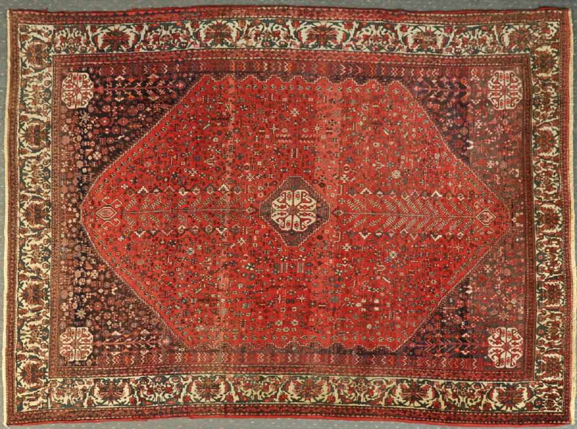 Abadeh, Persien, 204 x 303 cmälter, Wolle, feine Knüpfung, rotgrundig, kleines, mehrfarb.