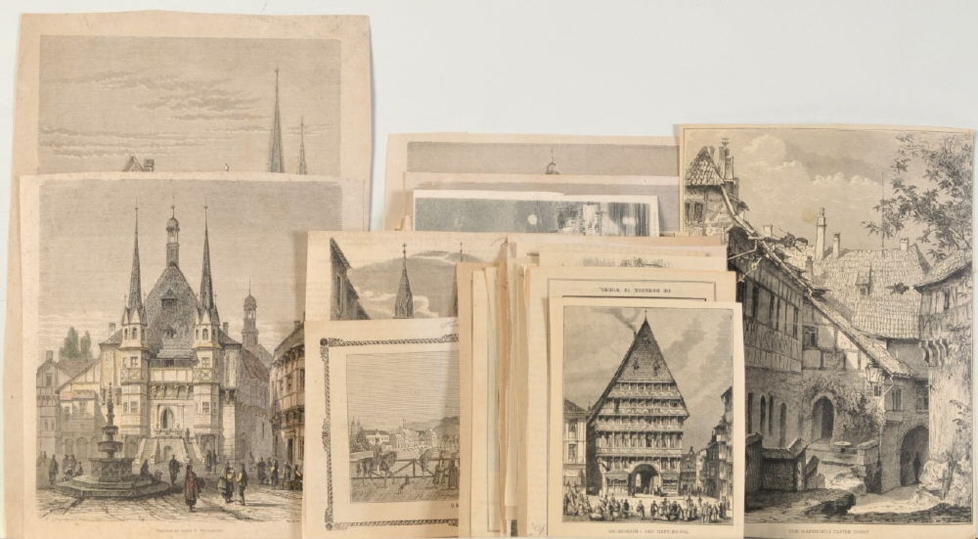 Deutsche Städte, ca. 50 Ansichtenca. 50 Holzstiche, versch. Größen, meist aus Zeitschriften, 19.