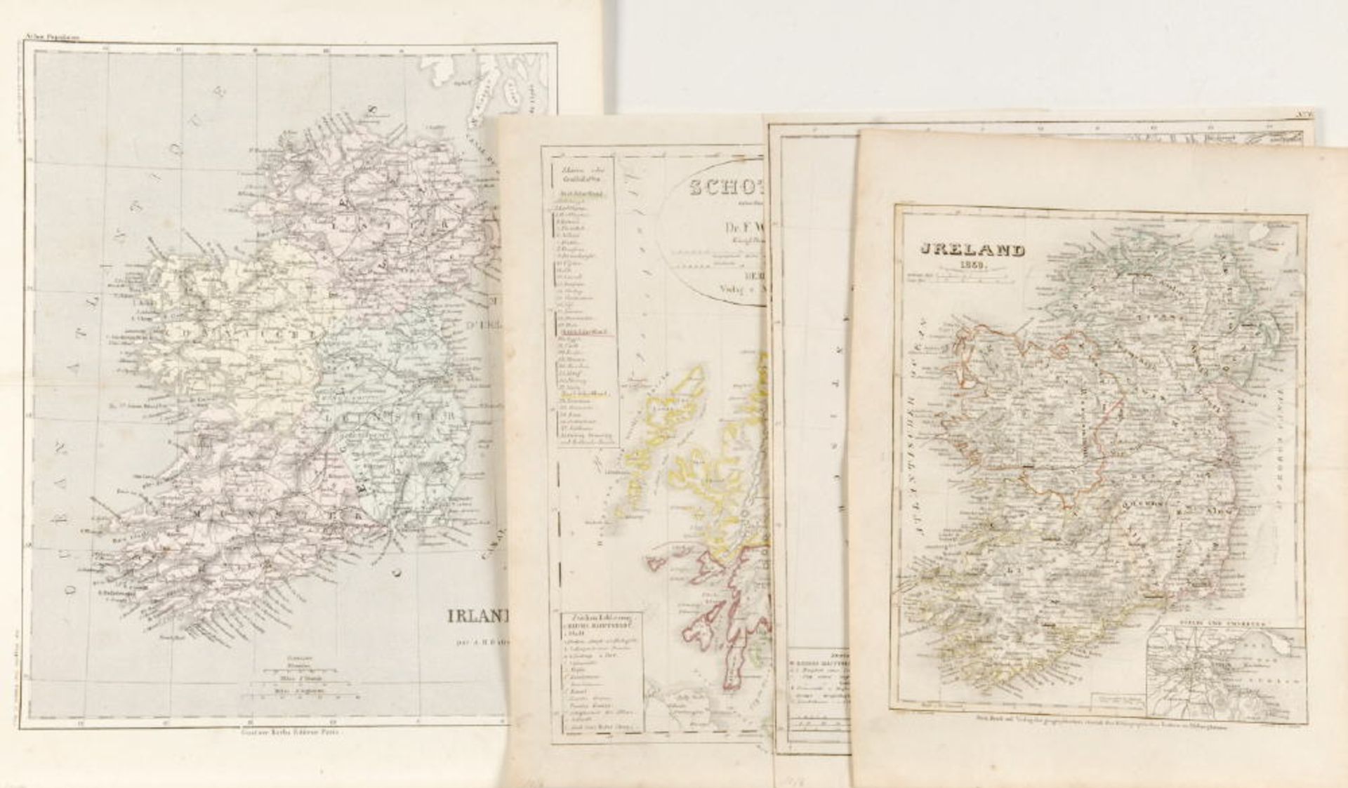 Landkarten, 4 Stück "Irland und Schottland"<