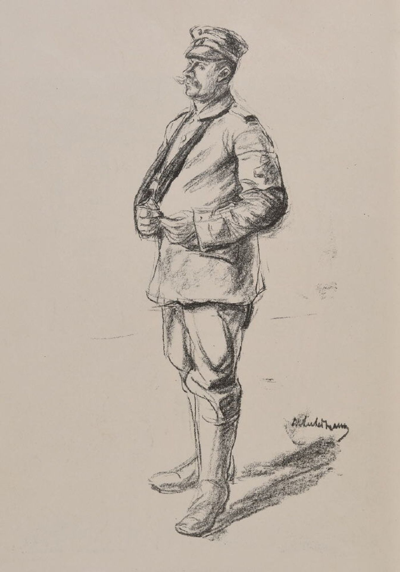 Liebermann, Max, 1847 - 1935 BerlinLithographie, Blatt 40 x 30 cm, " Der Verwundete ", aus "