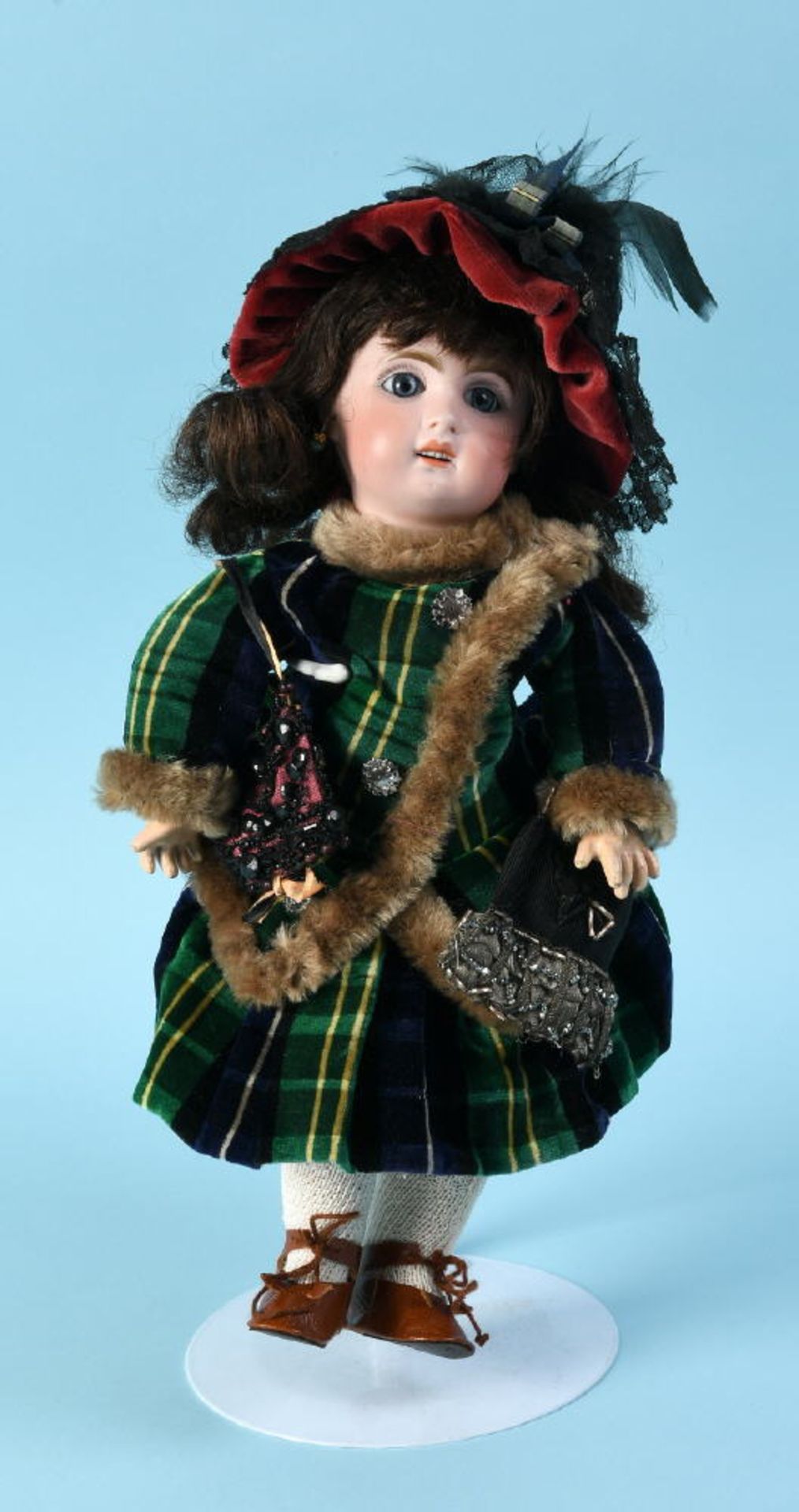 Puppe - MädchenKopf Porzellan, Glasaugen, offener Mund, durchstochene Ohren