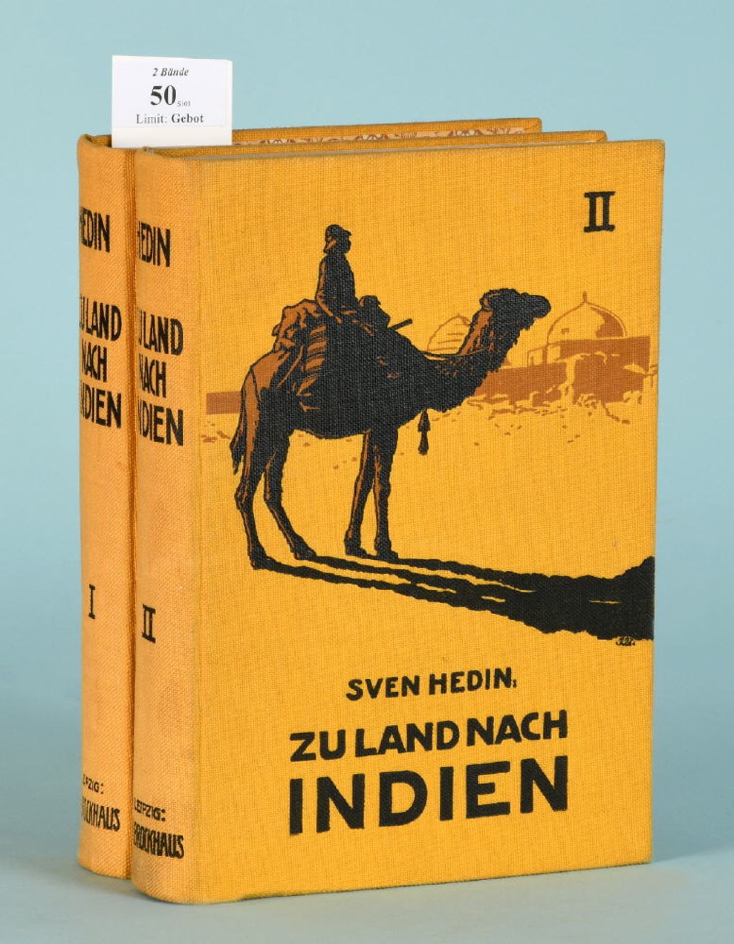 Hedin, Sven "Zu Land nach Indien", 2 Bändezahlr., teilw. farb. Abb., 2 Kartenbeilagen, 407/394 S.,