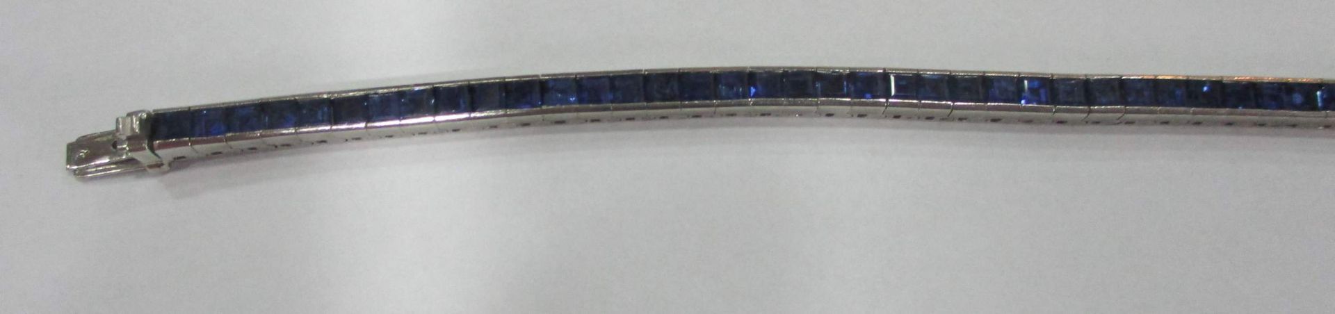 Armband - Streifenarmband750 WG, ca. 31 g, 52 Saphir-Carrés ca. 11,92 ct., L= 18 cmArmband - - Bild 5 aus 9