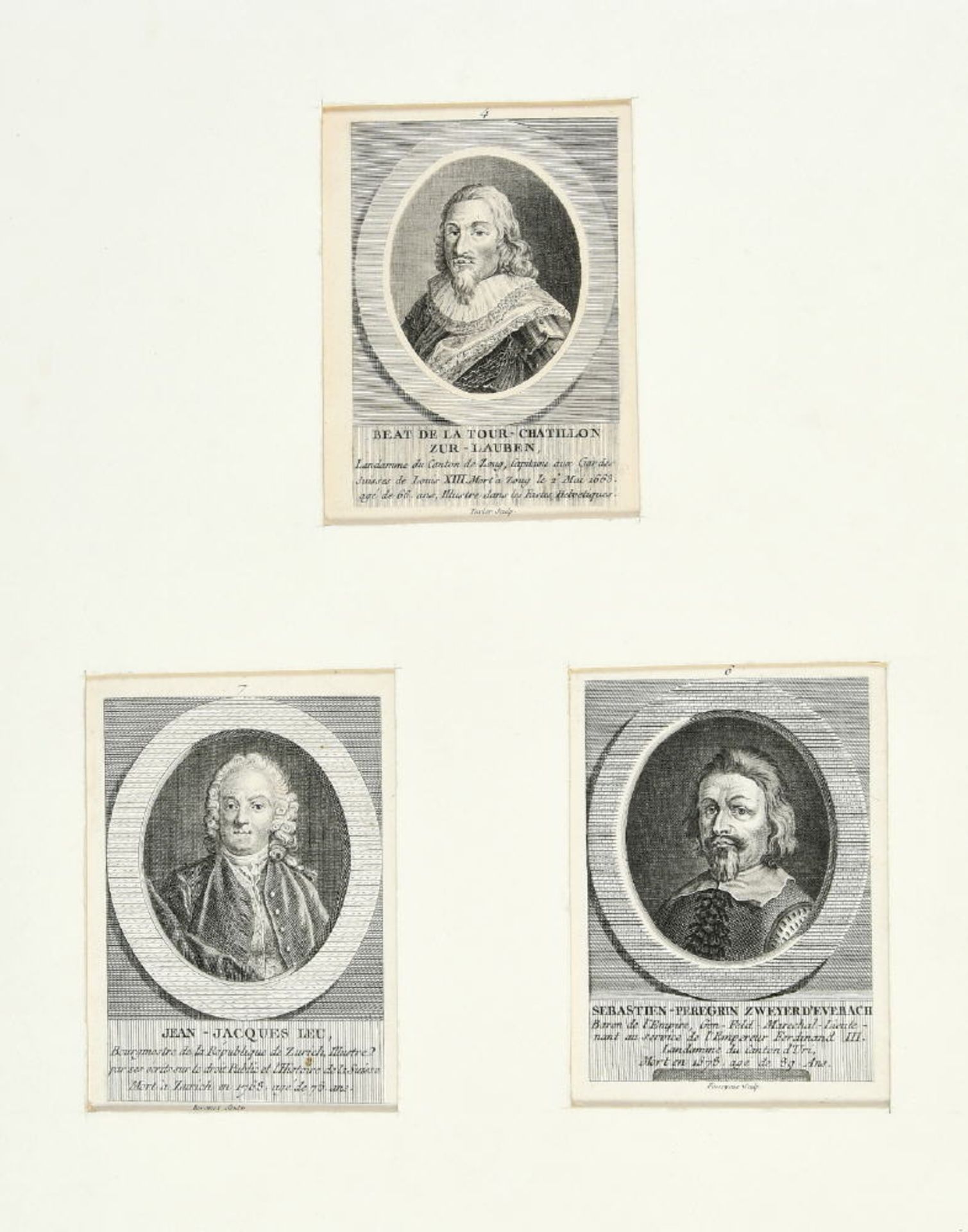 Kupferstiche, 3 Stückje ca. 10,5 x 7 cm, " Herrenportraits ", 18. Jh., in 1 PKupferstiche, 3 Stückje