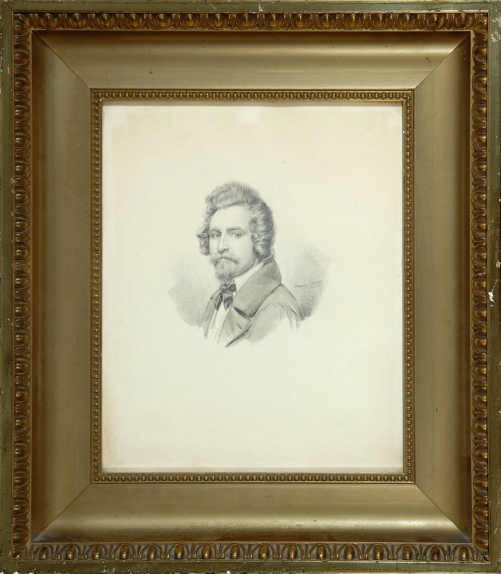 Portraitmaler des 19. Jh.Bleistiftzeichnung, grau laviert, 13 x 12 cm, " Br - Bild 2 aus 12