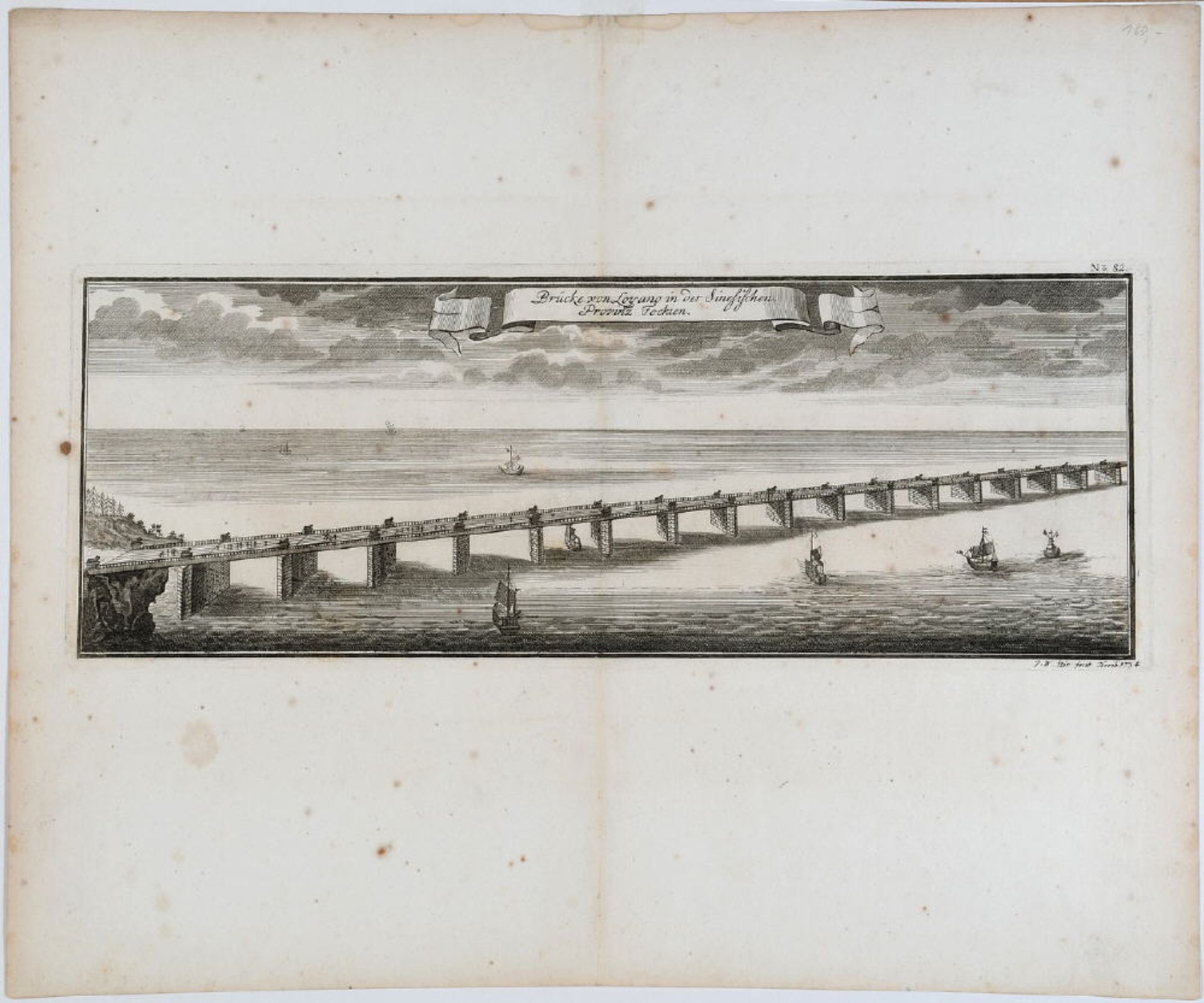 Stör, Johann Wilhelm, 1727 - nach 1755Kupferstich, 14 x 41 cm, betit. " Brücke bon Loyano in der