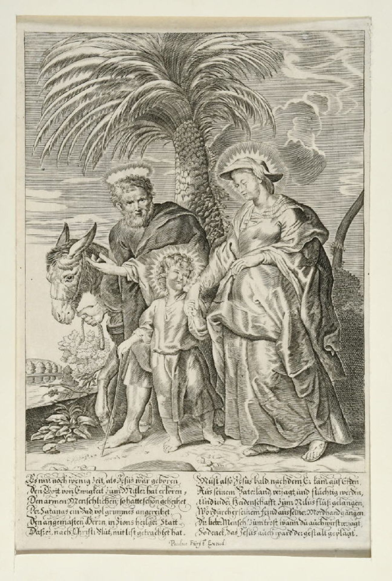 Fürst, Paul, ca. 1605 - 1666 NürnbergKupferstich, 33 x 22 cm, " Hl. Familie auf der Flucht ", i.d.