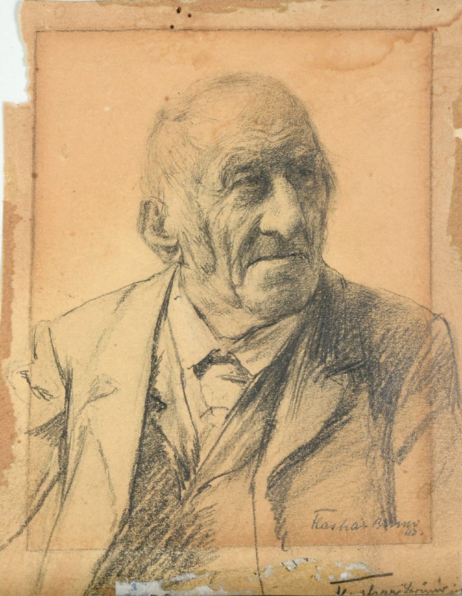Flashar, Bruno, 1887 - 1961 MünchenBleistiftzeichnung, 16,5 x 14 cm, " Brustbildnis eines