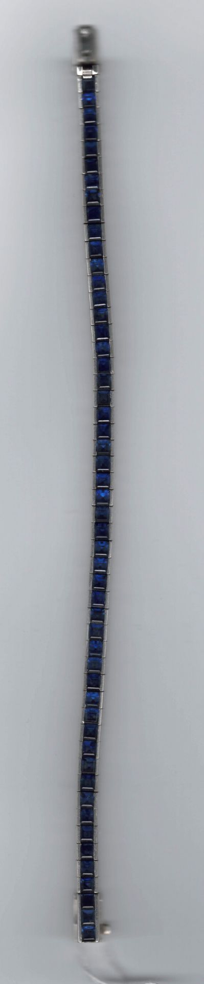 Armband - Streifenarmband750 WG, ca. 31 g, 52 Saphir-Carrés ca. 11,92 ct., L= 18 cmArmband - - Bild 8 aus 9