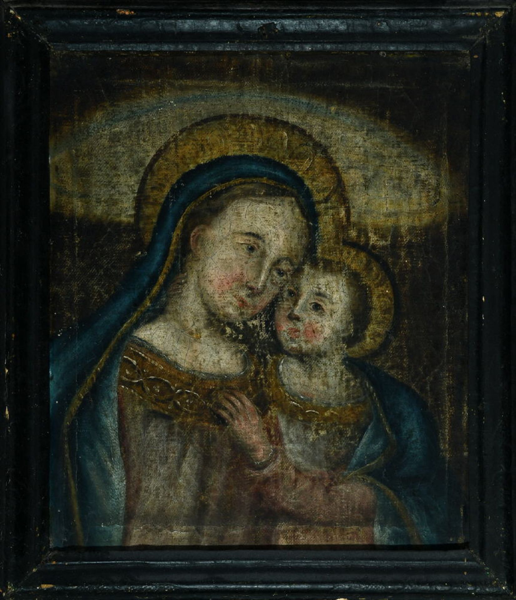 Bildnismaler des 18. Jh.Öl/Lwd, 45 x 37 cm, " Madonna ", besch.Bildnismaler des 18. Jh.Öl/Lwd, 45