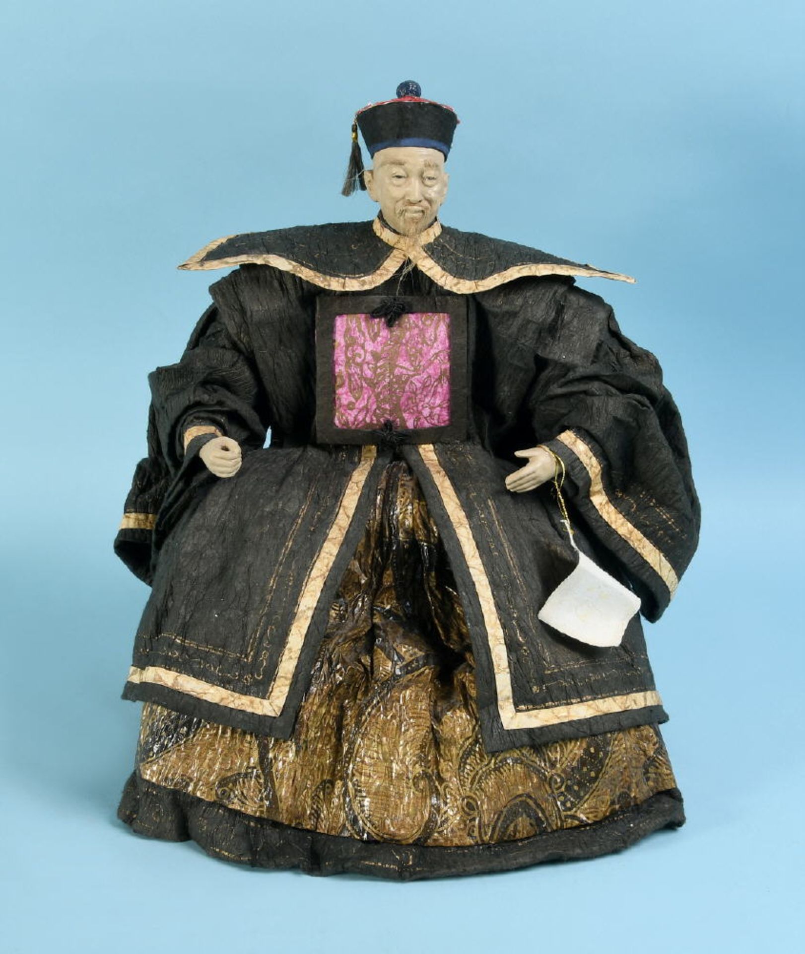 Puppe - Chinesischer HerrscherKopf u. Hände Keramik, Bekleidung Reispapier u. Abaca-Fasern, auf