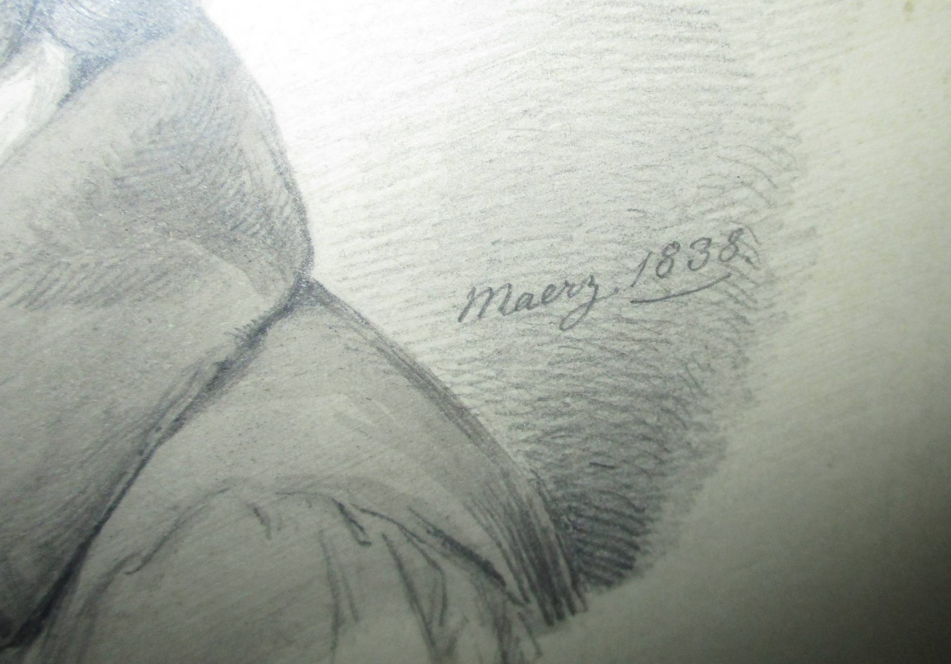 Portraitmaler des 19. Jh.Bleistiftzeichnung, grau laviert, 13 x 12 cm, " Br - Bild 6 aus 12