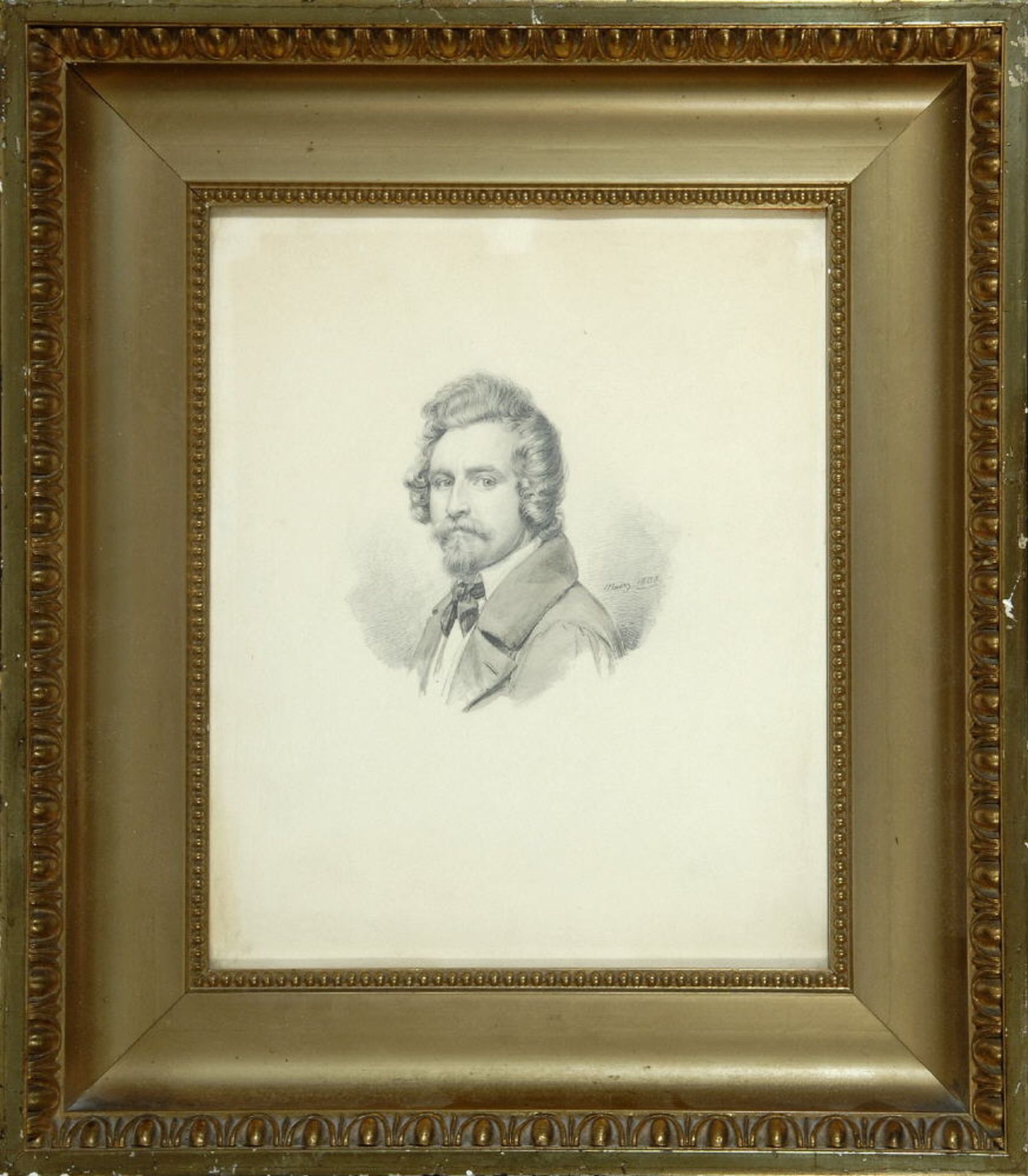 Portraitmaler des 19. Jh.Bleistiftzeichnung, grau laviert, 13 x 12 cm, " Br