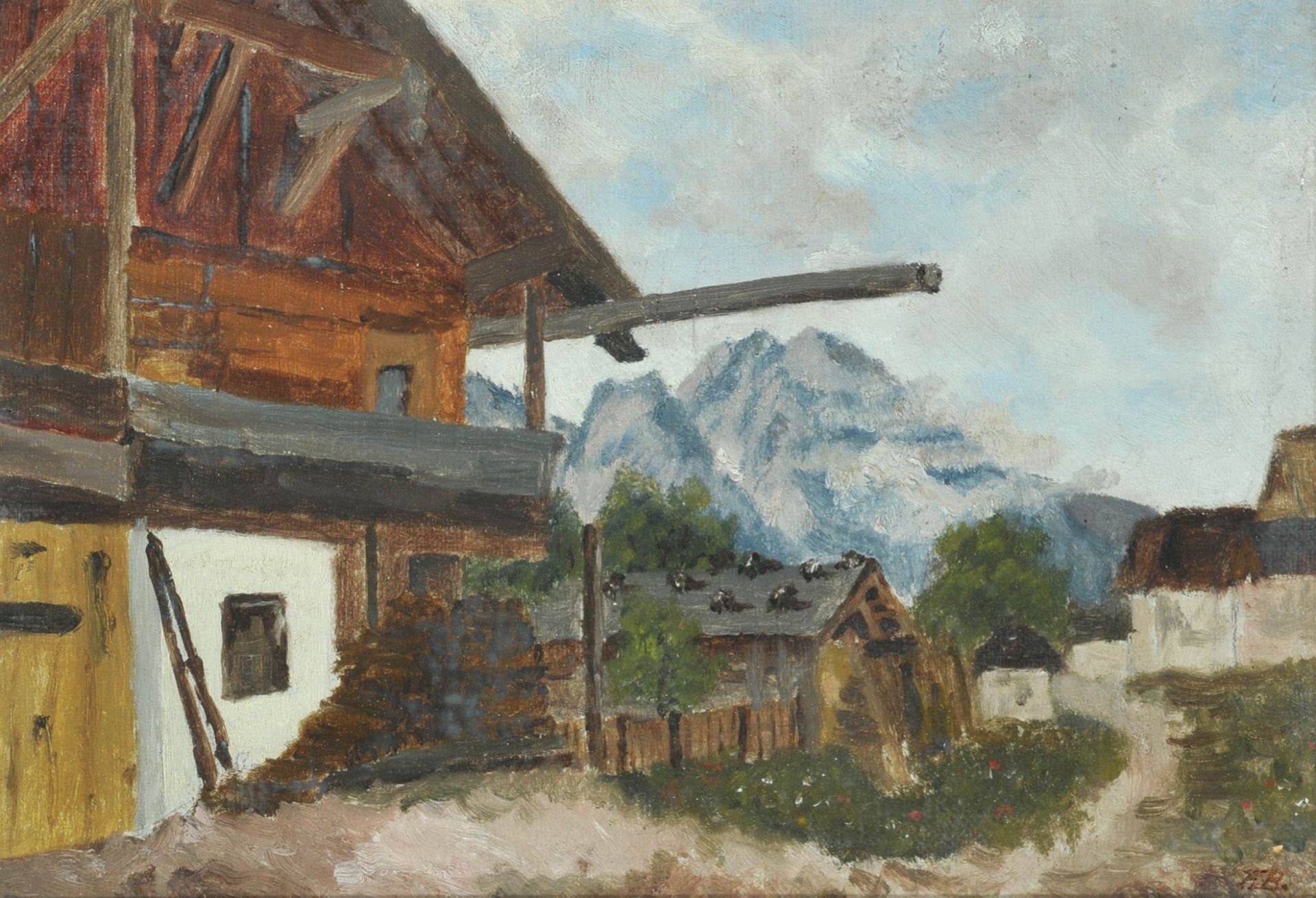 Baer, Fritz, 1850 München - 1919 PasingÖl/Platte, 15 x 21,5 cm, rücks. betit. " Waxenstein bei - Bild 2 aus 6