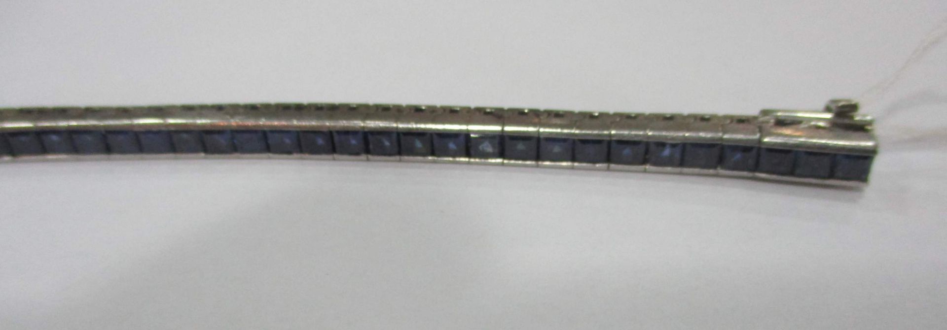 Armband - Streifenarmband750 WG, ca. 31 g, 52 Saphir-Carrés ca. 11,92 ct., L= 18 cmArmband - - Bild 4 aus 9