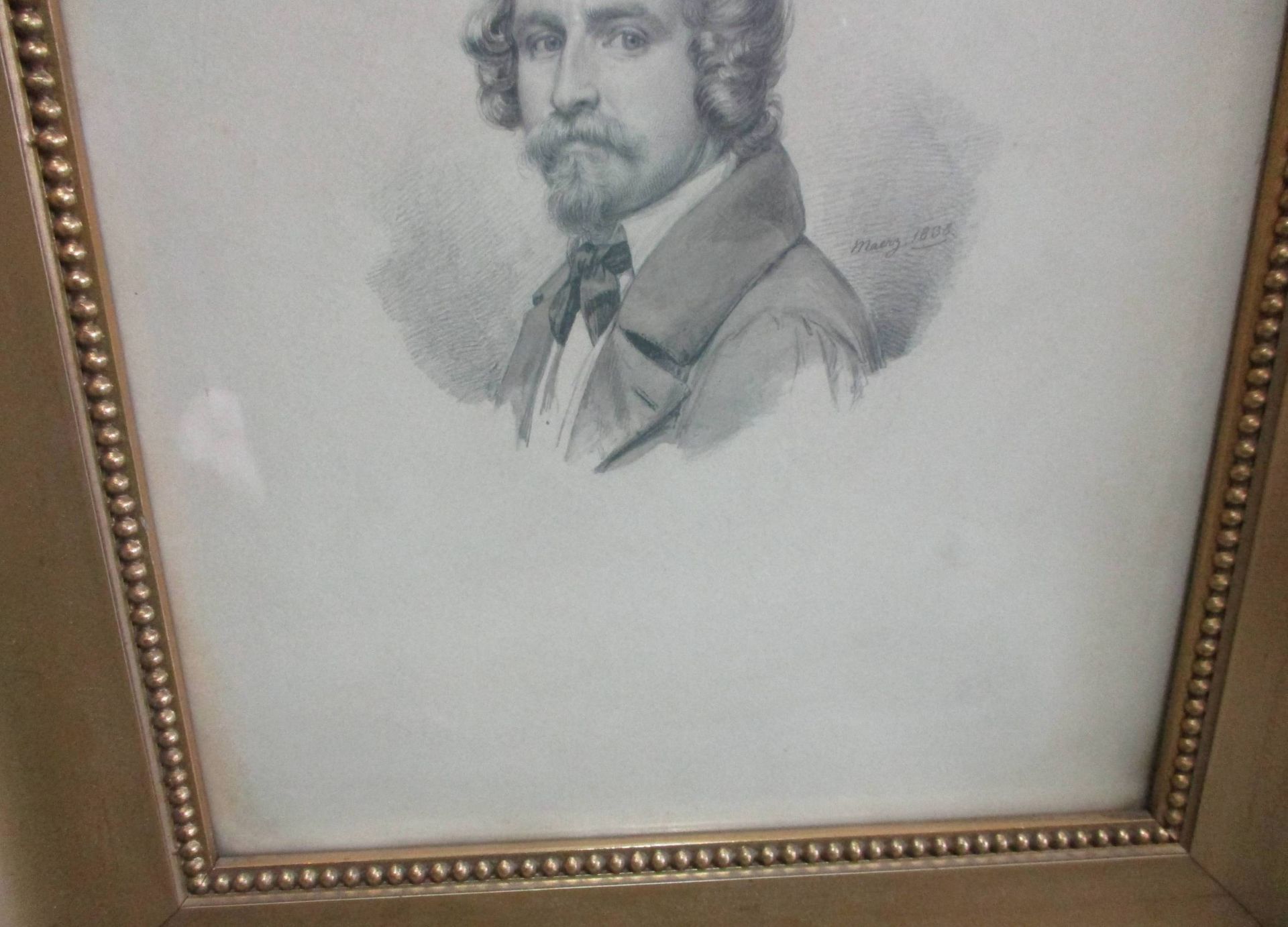 Portraitmaler des 19. Jh.Bleistiftzeichnung, grau laviert, 13 x 12 cm, " Br - Bild 4 aus 12