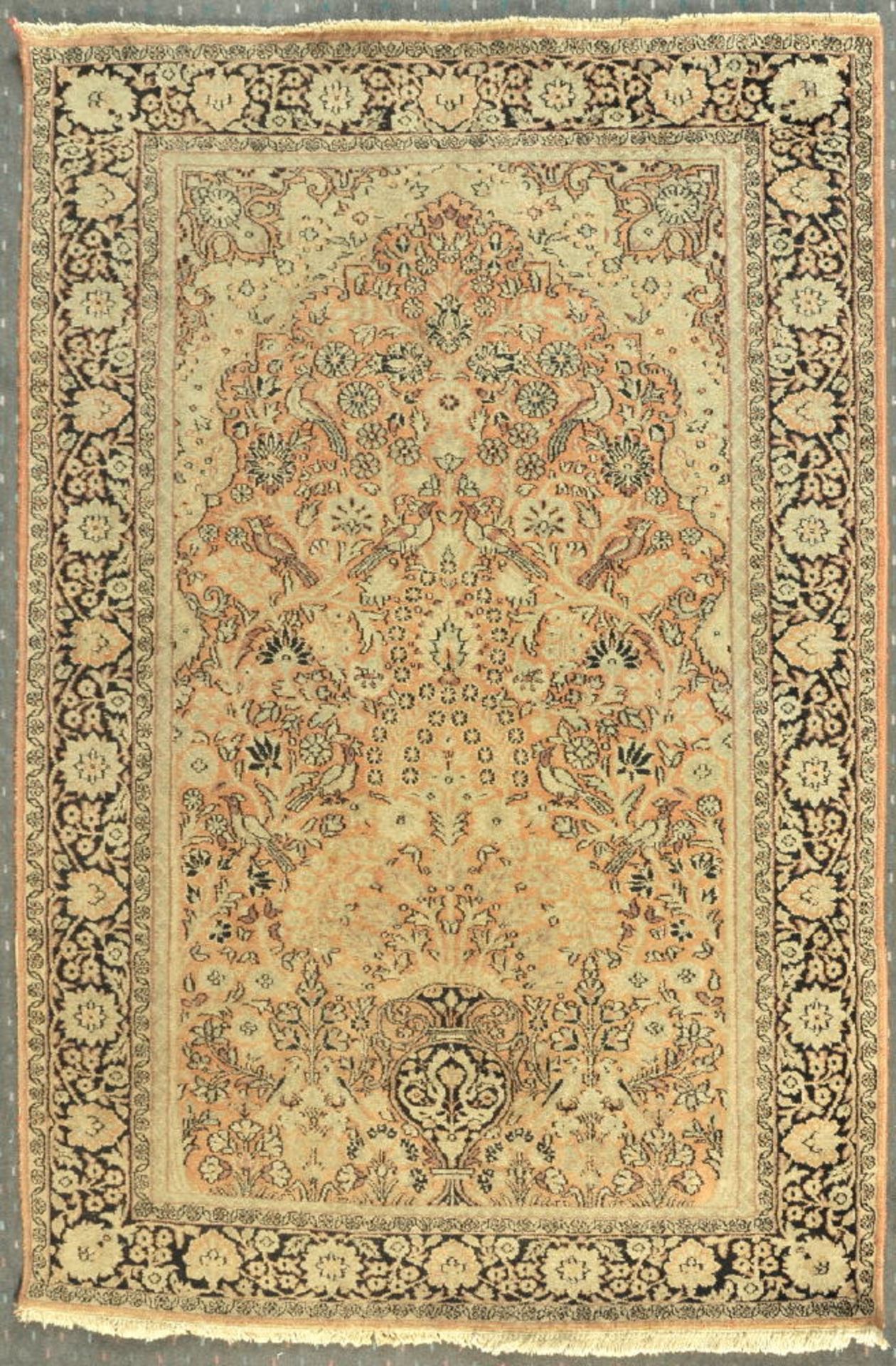 Gebets-Kaschmir-Ghoum, 123 x 182 cmälter, Wolle, feine Knüpfung, fraisegrundig, Gebetsgiebel mit