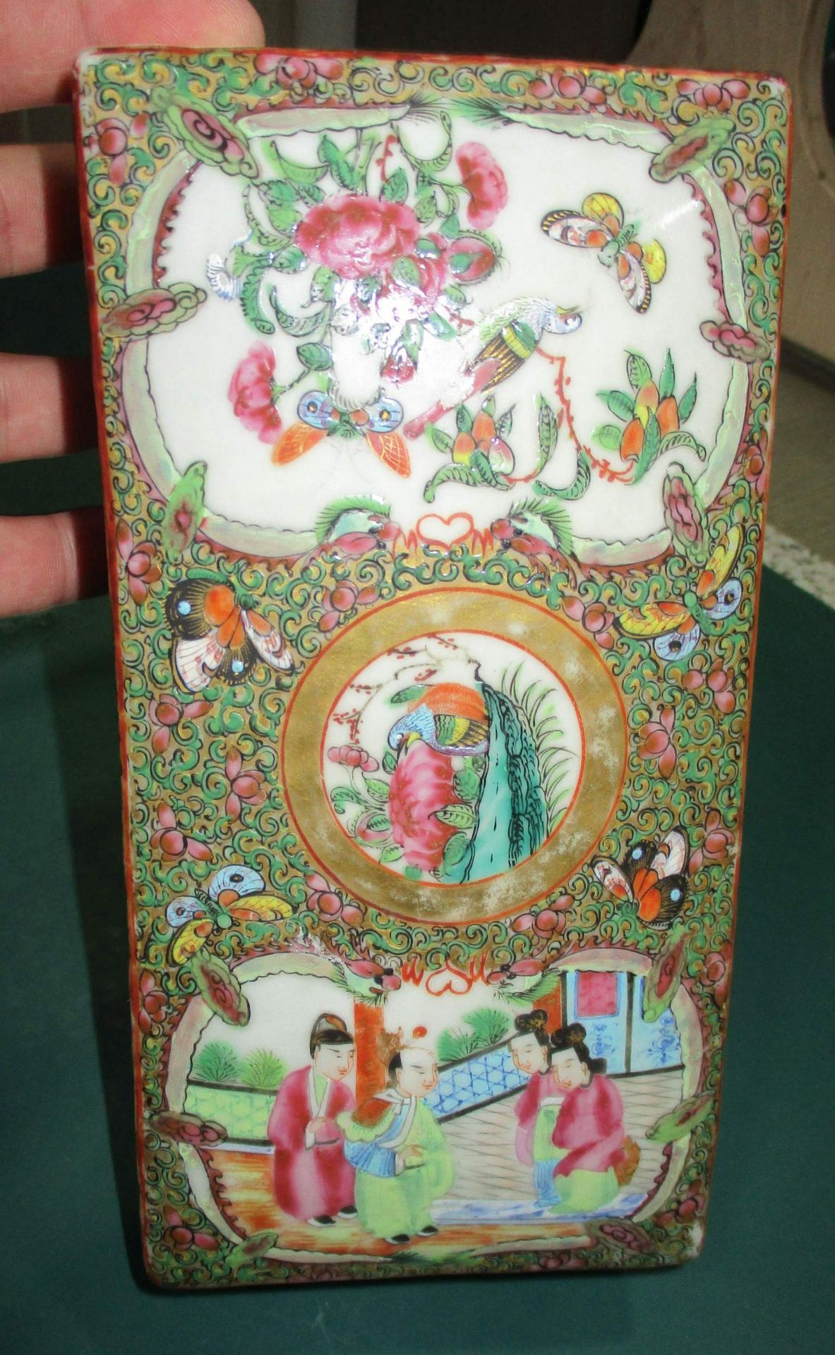 DeckelschatullePorzellan, handbemalt, reiches Ornamentdekor mit Insekten, V - Bild 3 aus 8