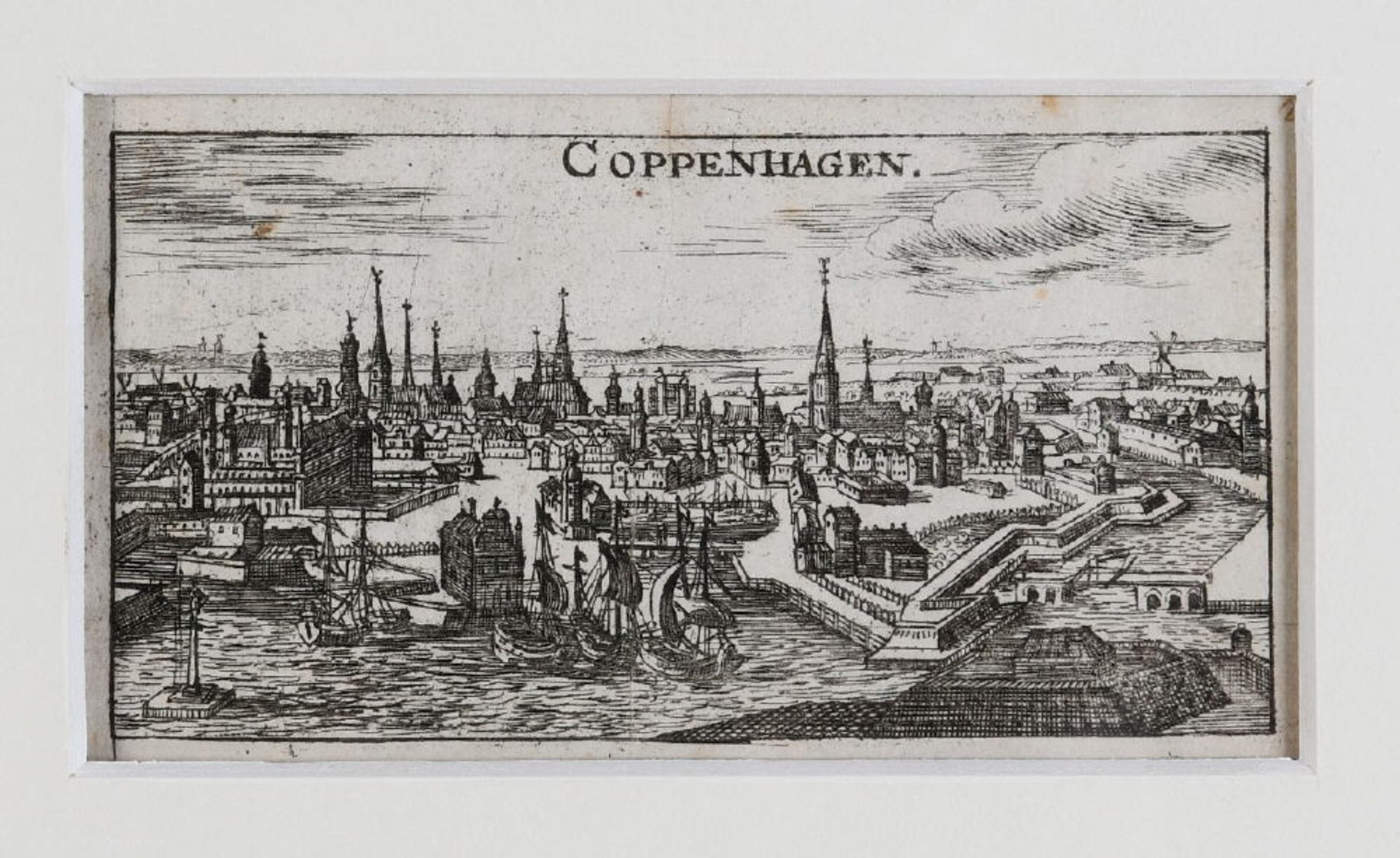 Copenhagen, GesamtansichtKupferstich, 6 x 11 cm, von Riegel, um 1690, PCopenhagen,