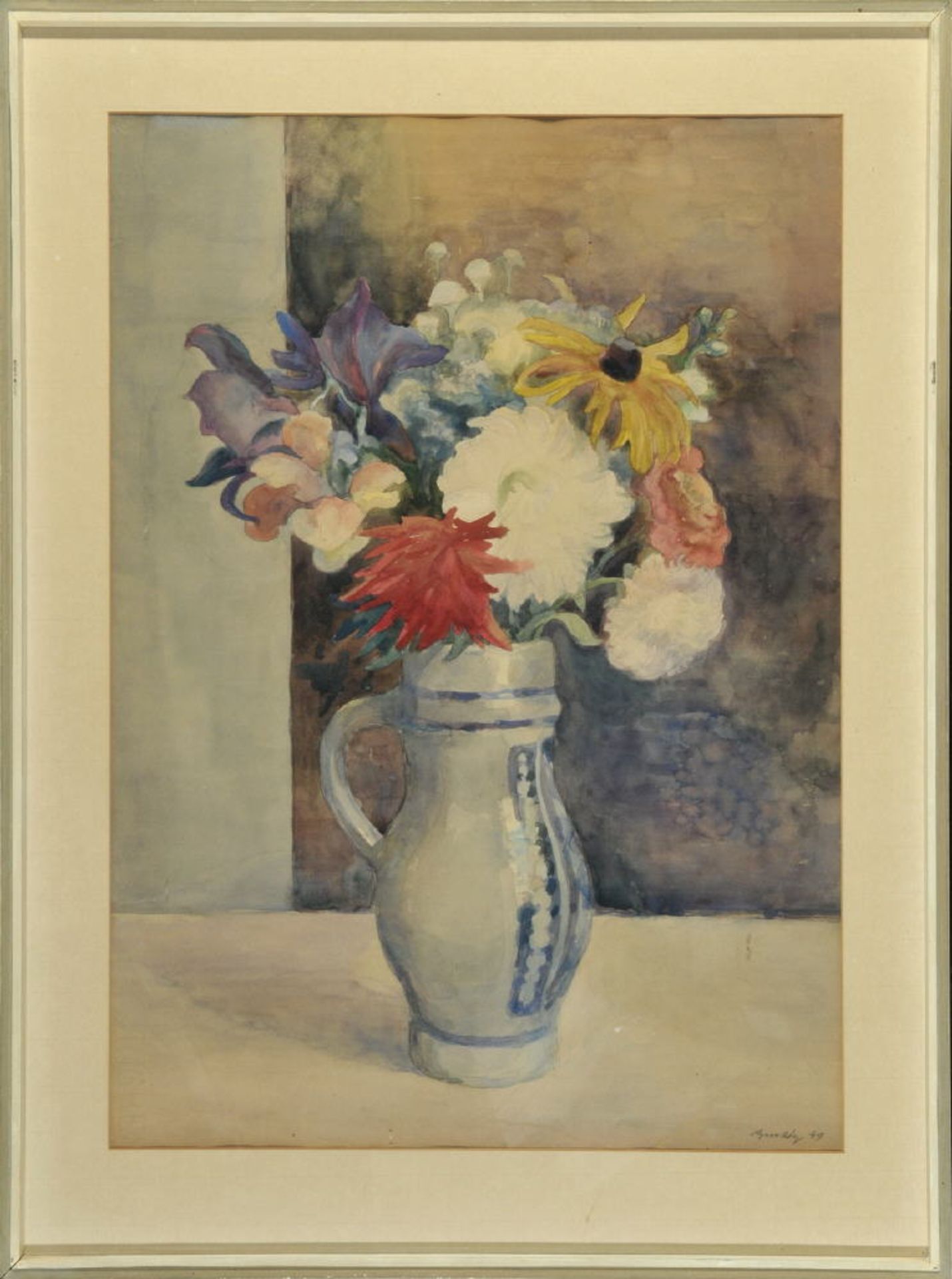 Buchty, Josef, 1896 Aachen - 1966 Garmisch-PartenkirchenAquarell, 59 x 43 cm, " Bunte Blumen in