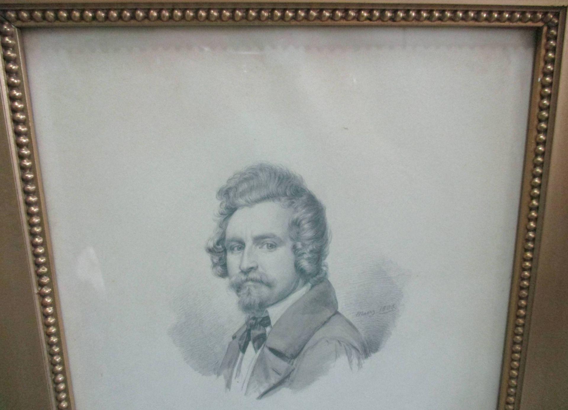 Portraitmaler des 19. Jh.Bleistiftzeichnung, grau laviert, 13 x 12 cm, " Br - Bild 3 aus 12