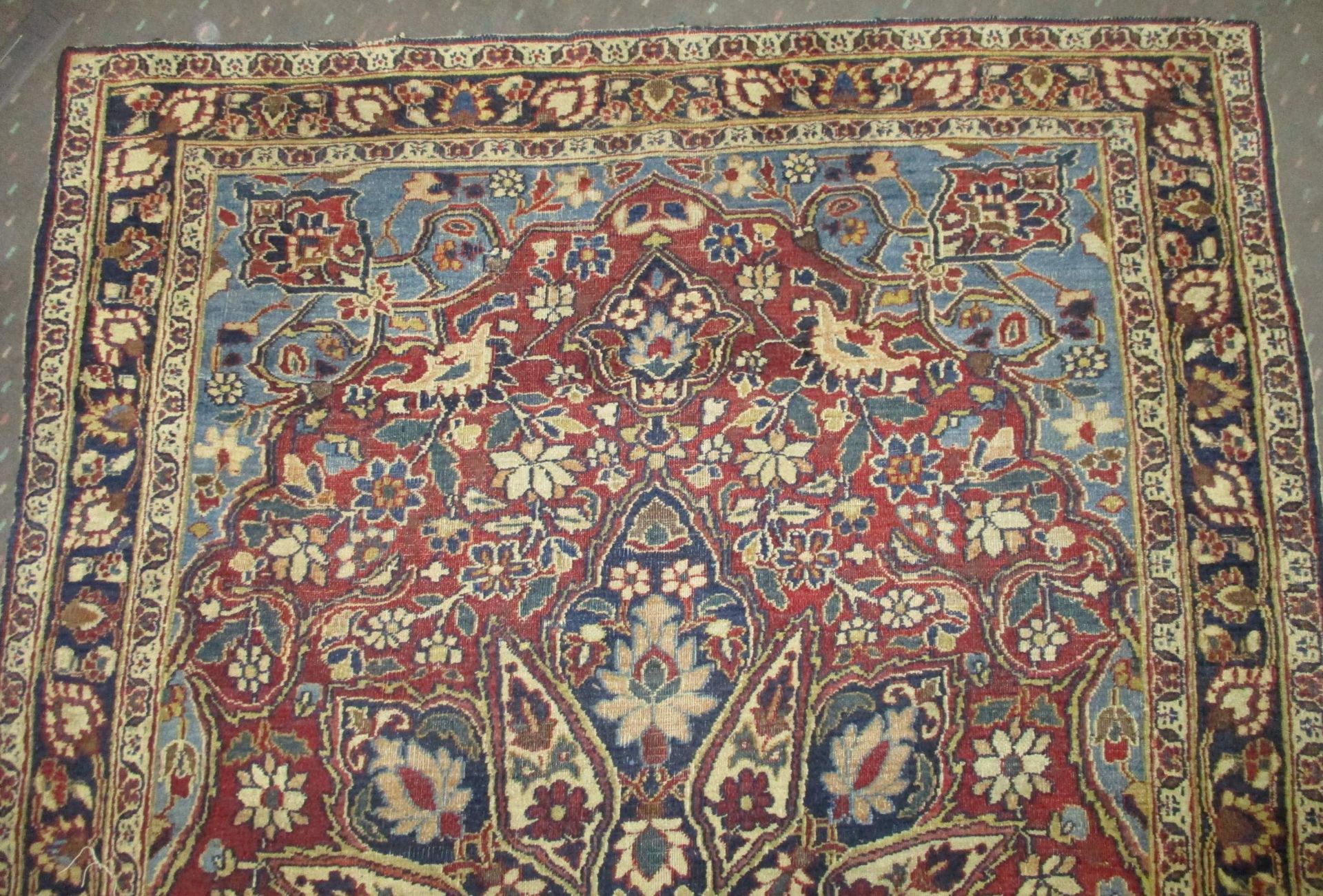 Isfahan, Persien, 120 x 192 cmalt, Wolle, feine Knüpfung, Pflanzenfarben, rotgrundig, großes, - Bild 4 aus 7