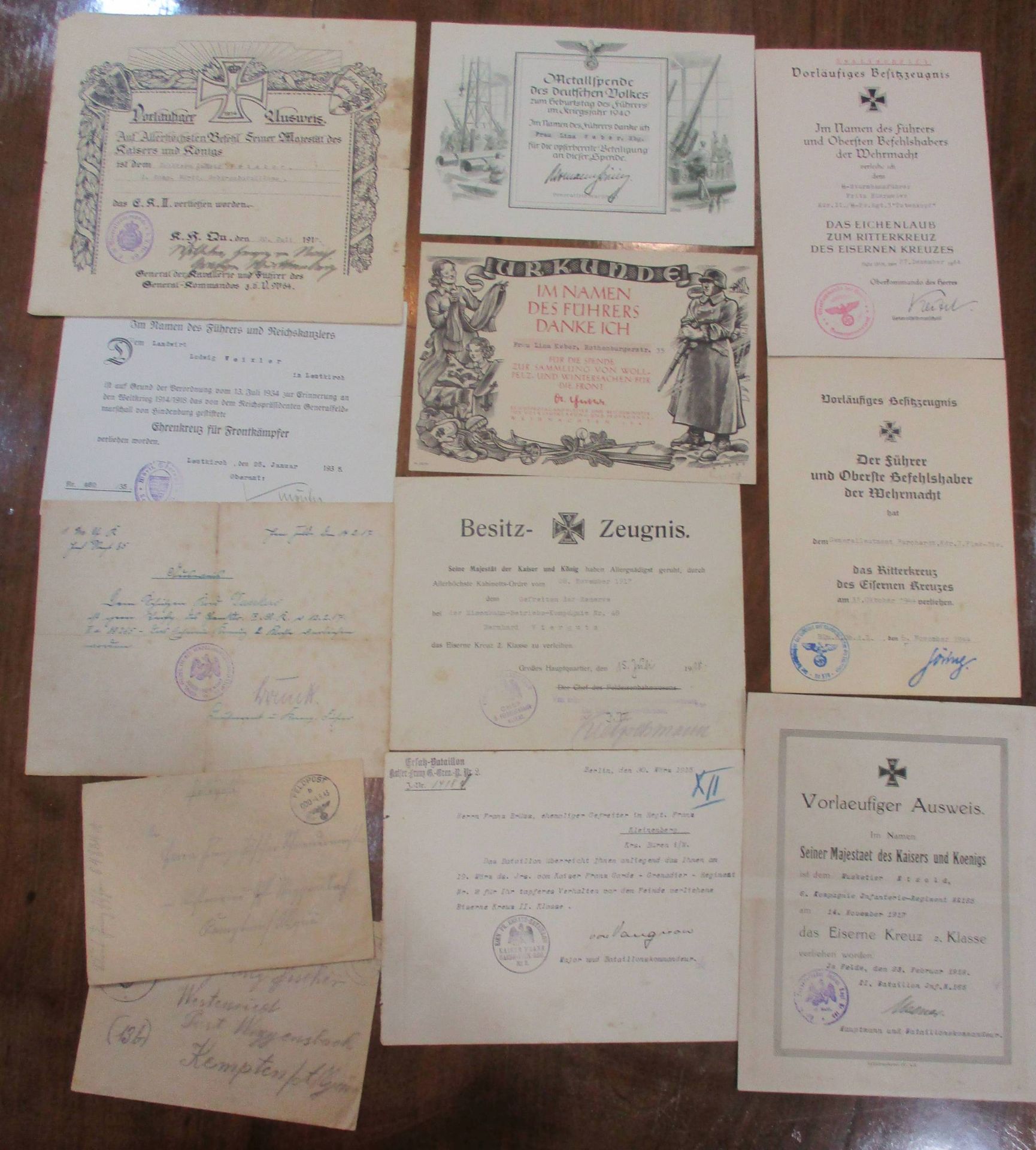 Dokumente, Konvolutu.a. Verleihungsurkunden, Besitzzeugnisse, Handschreiben, meist 3. Reich, im - Bild 2 aus 13