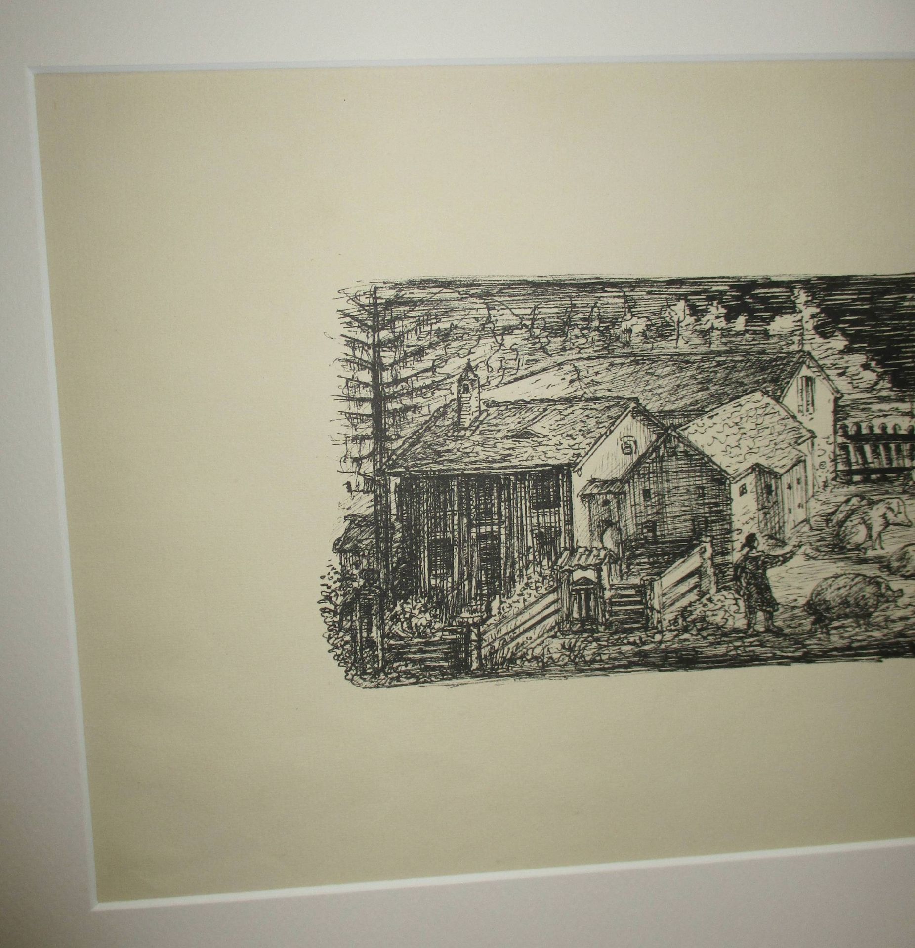 Kubin, Alfred, 1877 Leitmeritz - 1959 Schloss Zwickledt/InnRadierung, 9,5 x 18 cm, " Gehöft mit - Bild 2 aus 5
