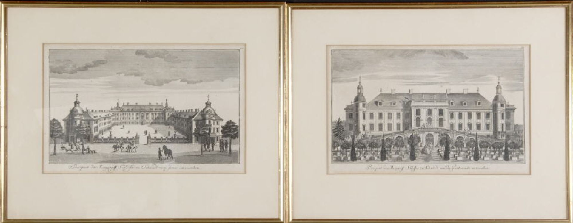 Schwendt, 2 Schlossansichten2 Radierungen, je 18,5 x 31 cm, von Schleuen, aus "Märkische Ansichten",