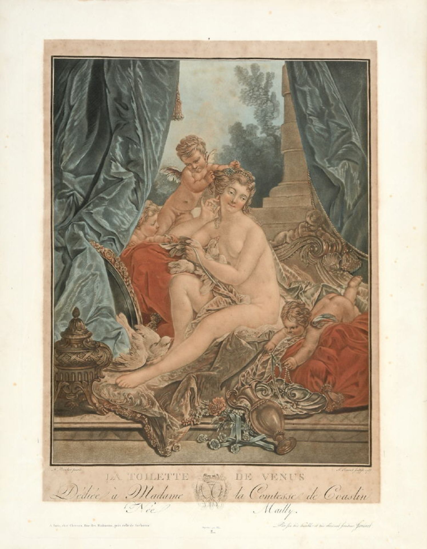 Janinet, Jean Francois, 1752 - 1814 ParisRadierung, handcolor., 37 x 29 cm, " La toilette de