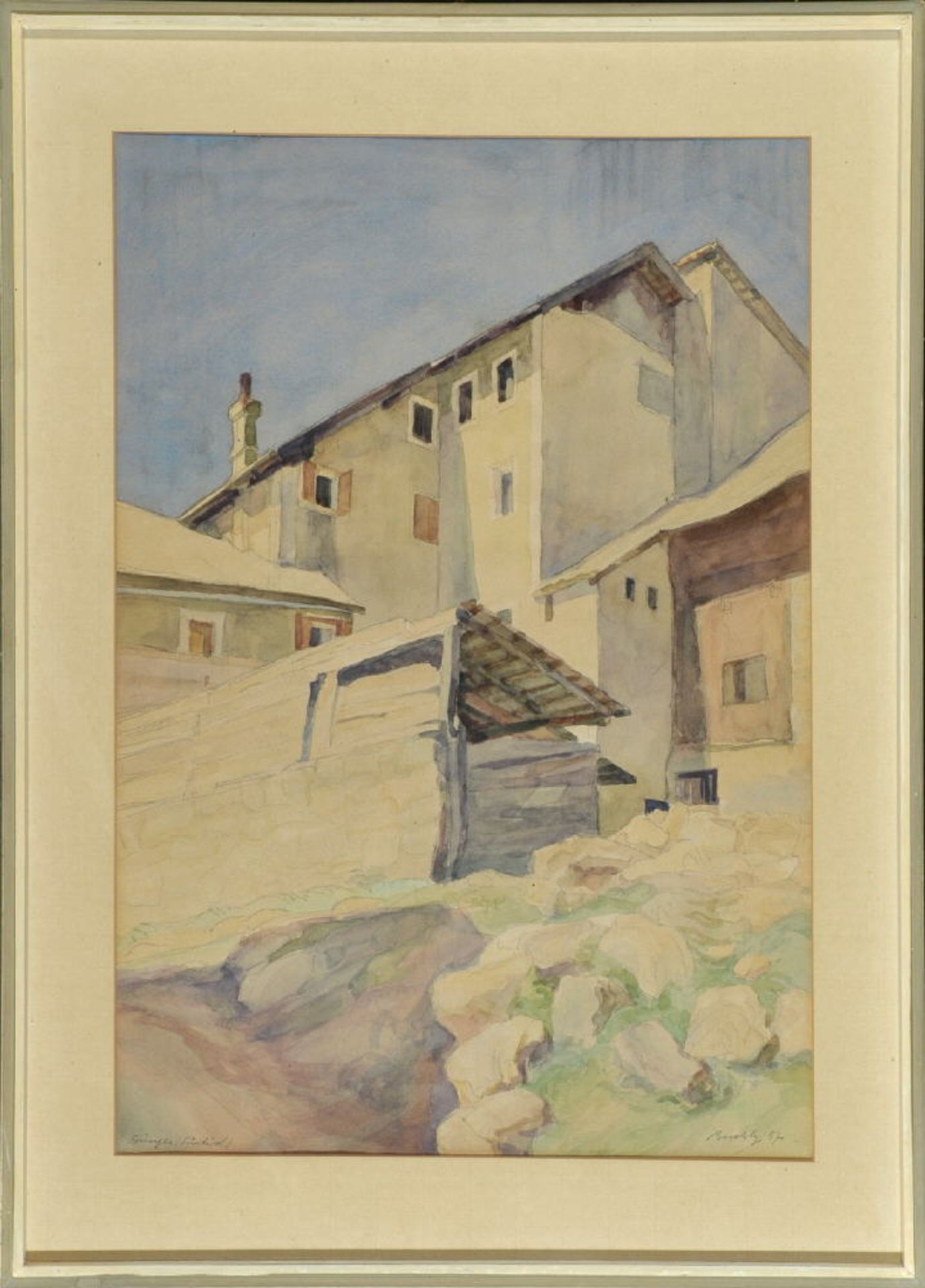 Buchty, Josef, 1896 Aachen - 1966 Garmisch-PartenkirchenAquarell, 55,5 x 40 cm, " Gehöft in Südtirol