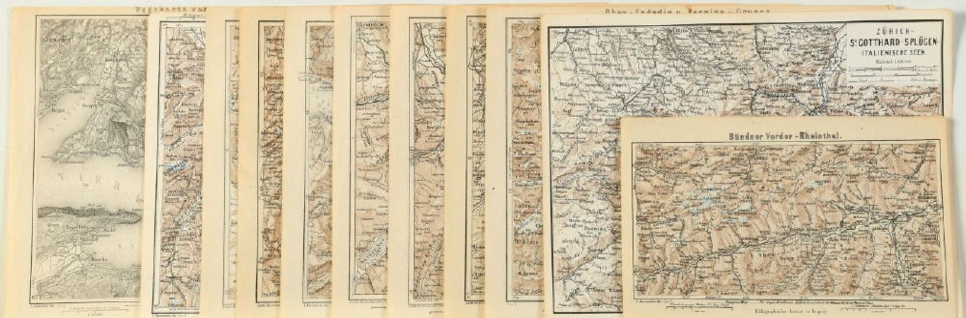 Landkarten, 11 Stück "Schweiz"